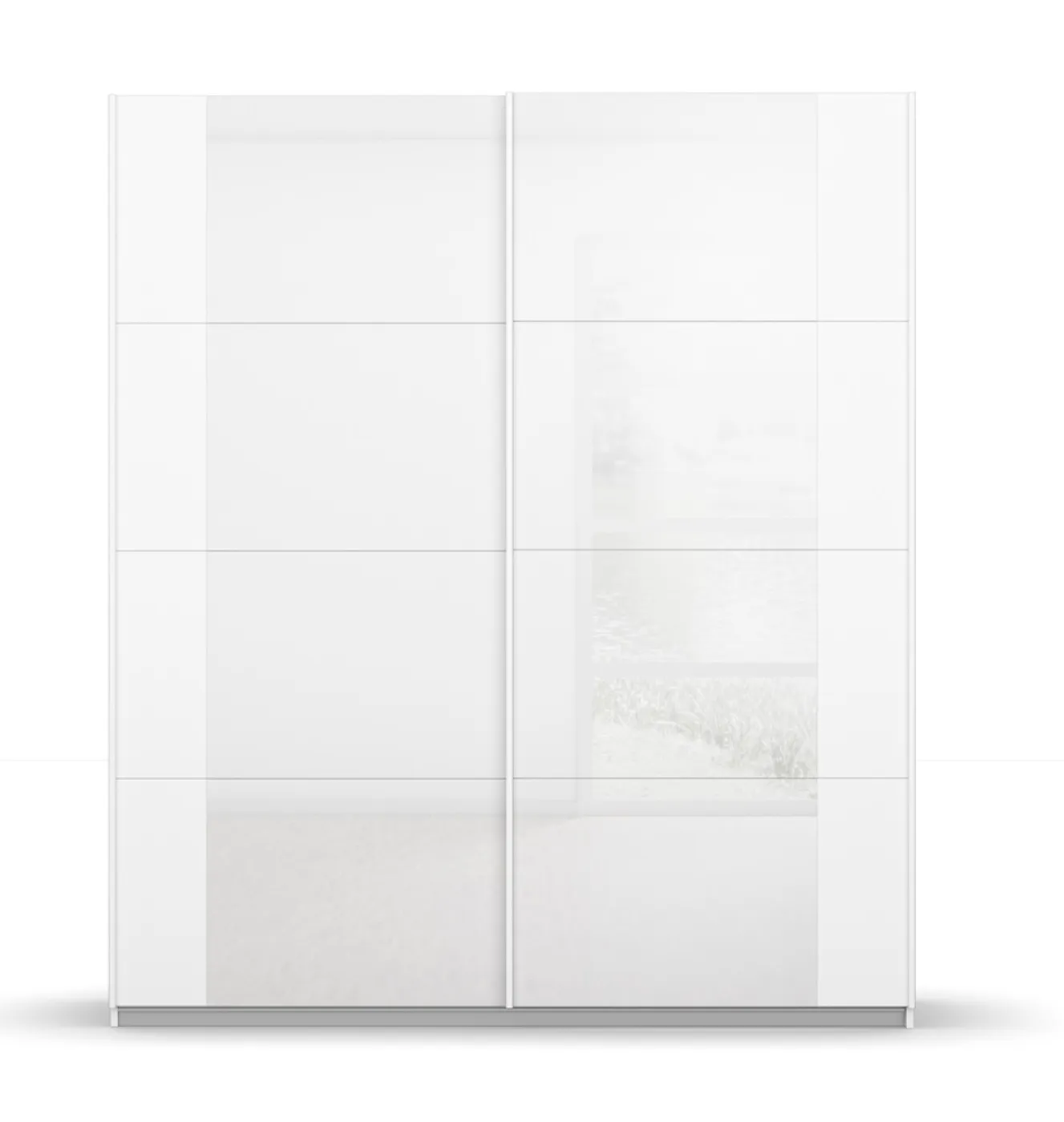 Schwebetürenschrank Artemis | mit Glastüren | alpinweiß / weiß | 181 x 210 x 62 cm