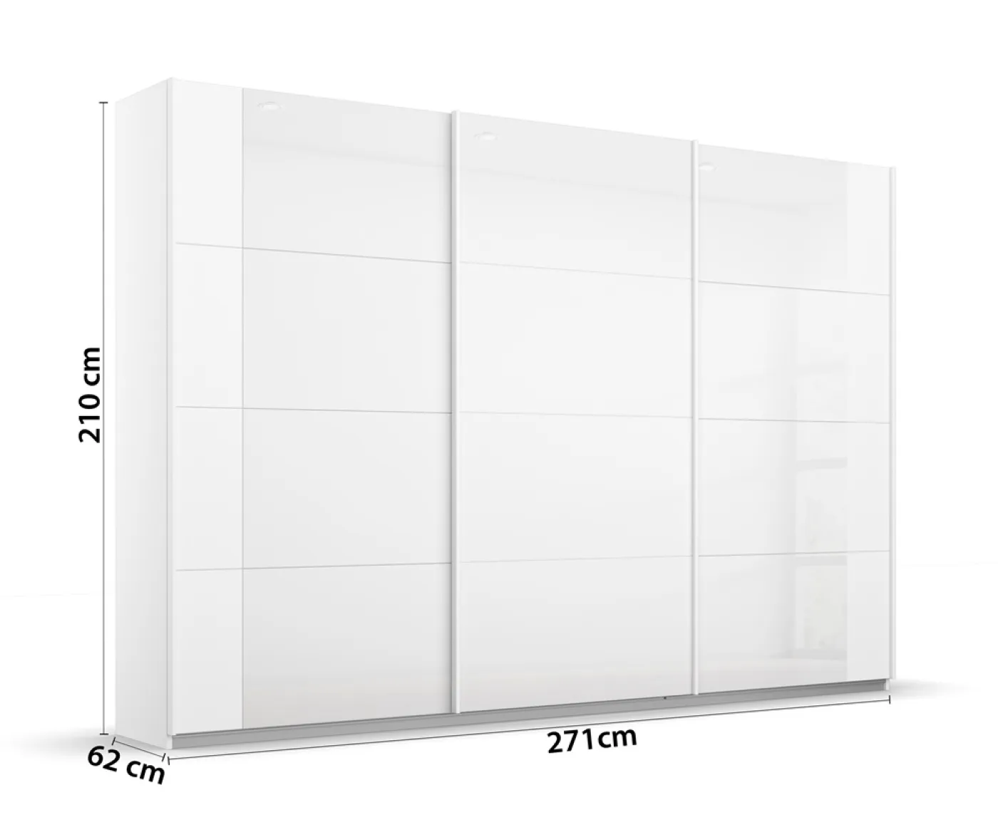 Schwebetürenschrank Artemis | mit Glastüren | alpinweiß / weiß | verschiedene größen