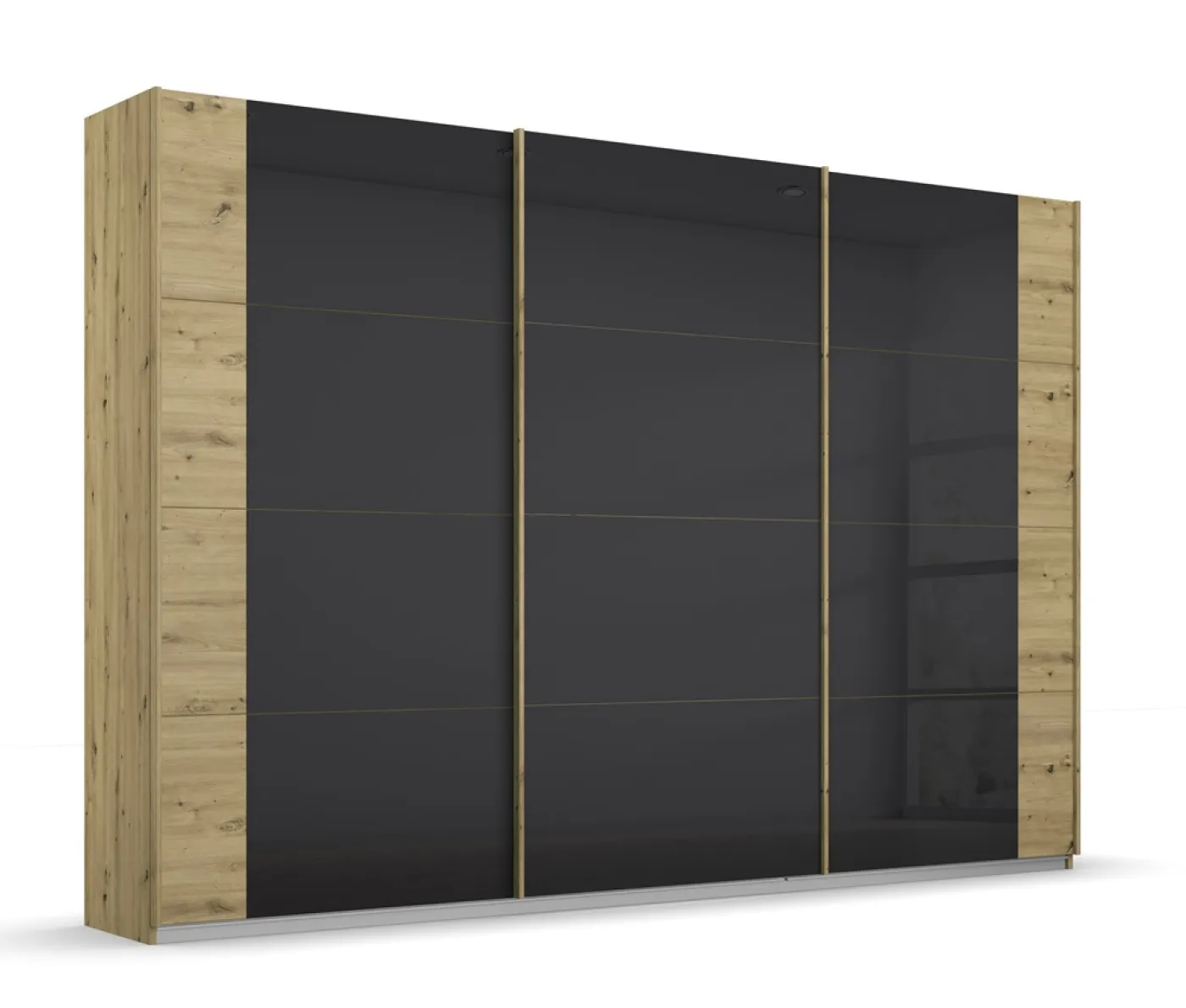 Schwebetürenschrank Artemis | mit Glastüren | Eiche Artisan / basalt grau | verschiedene Größe
