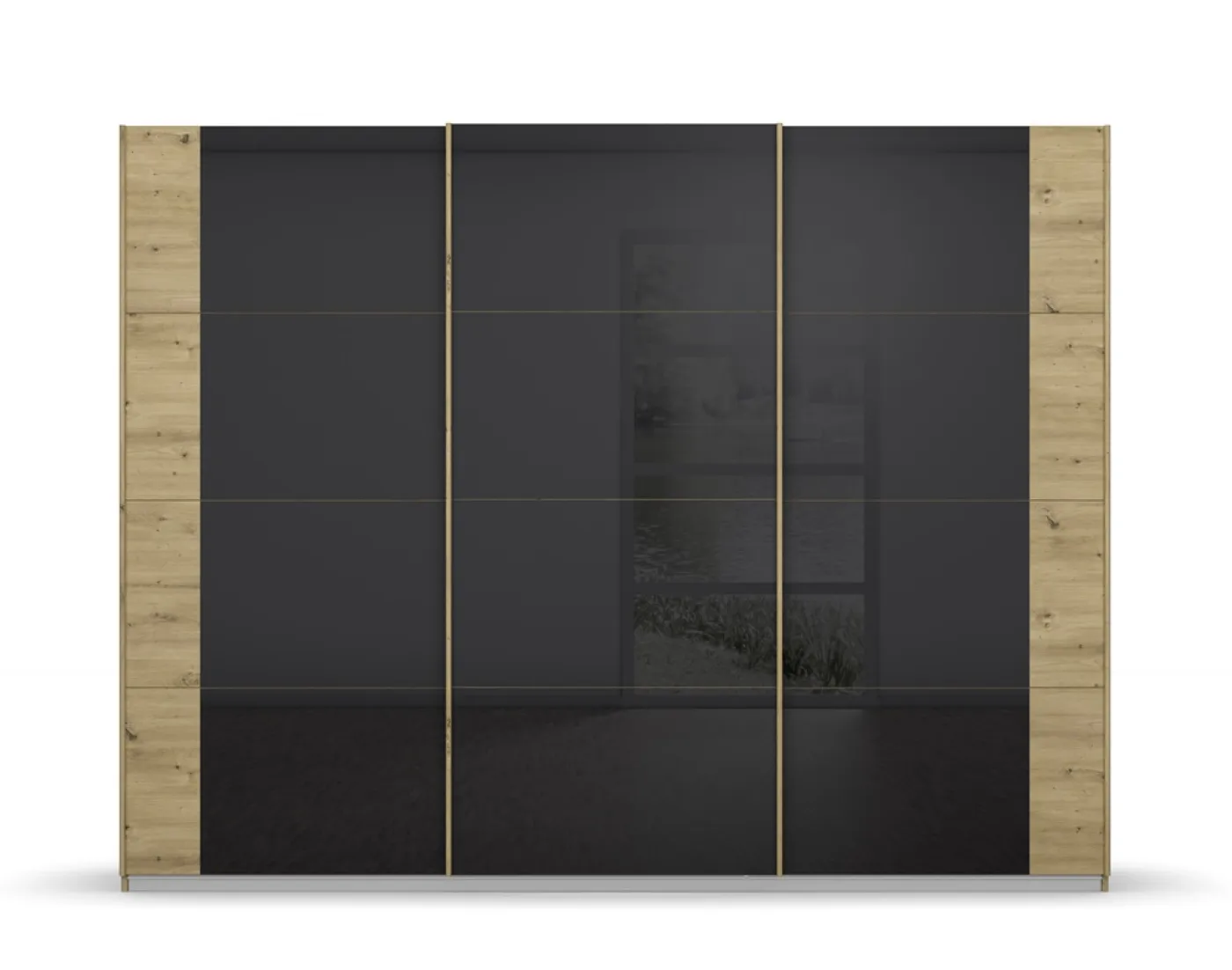 Schwebetürenschrank Artemis | mit Glastüren | Eiche Artisan / basalt grau | verschiedene Größe