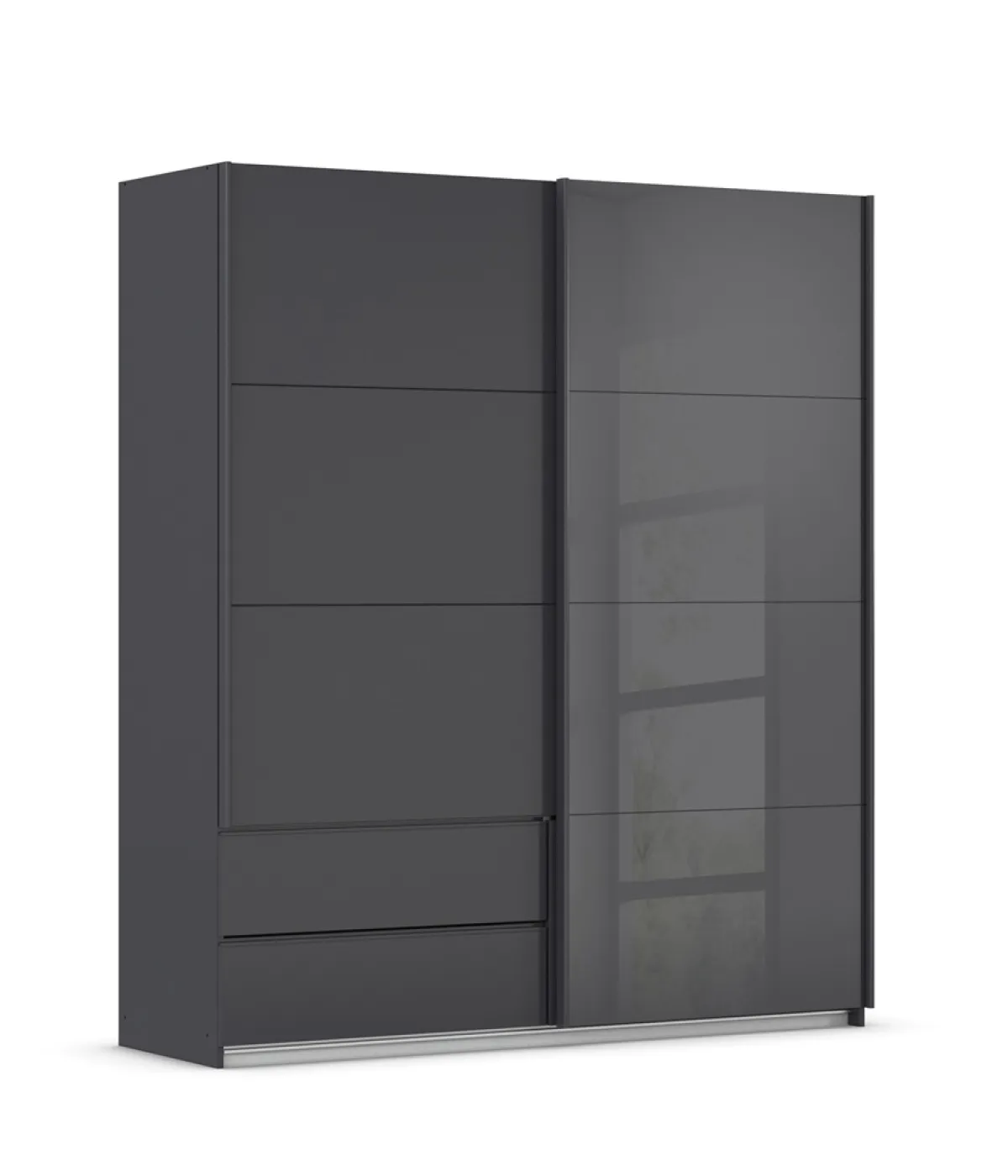 Schwebetürenschrank Elara mit Glas | grau metallic / basalt grau | verschiedene Größe