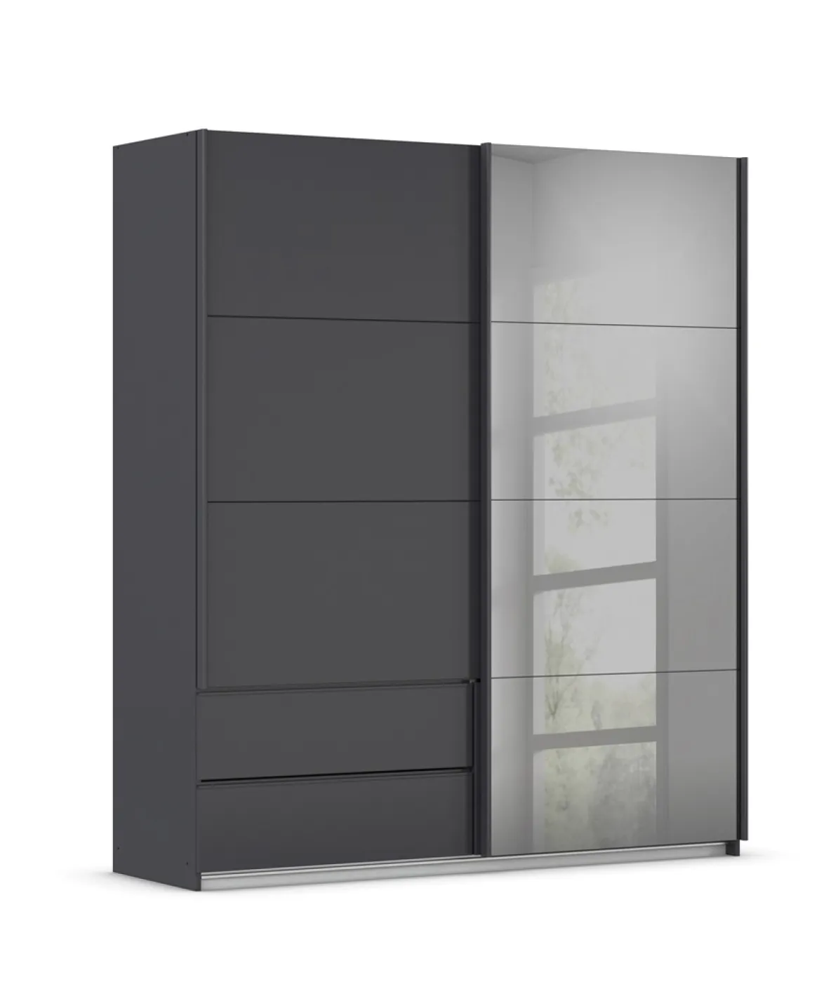 Schwebetürenschrank Elara mit Spiegel in grau | grau metallic | verschiedene Größe
