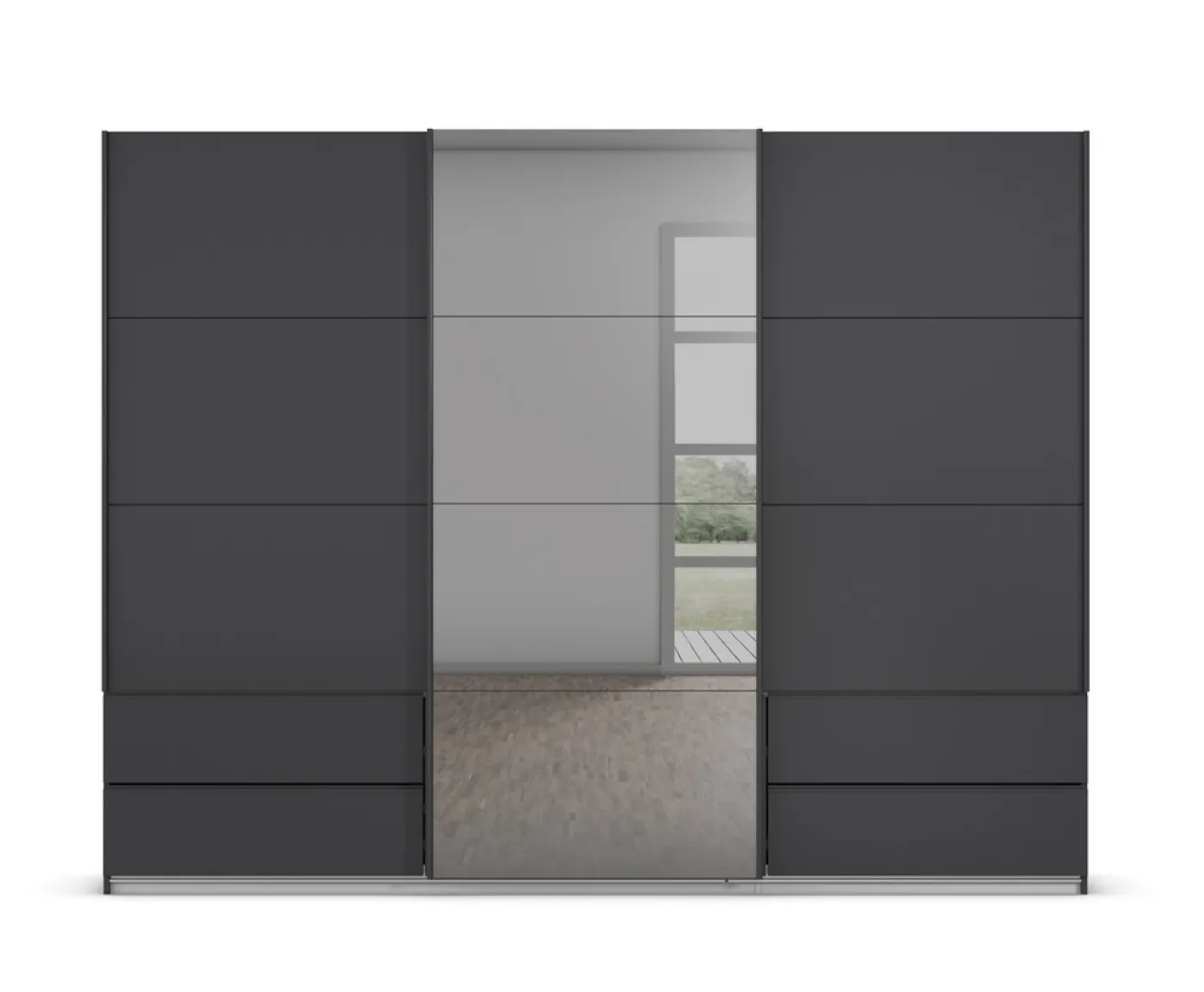 Schwebetürenschrank Elara mit Spiegel in grau | grau metallic | verschiedene Größe