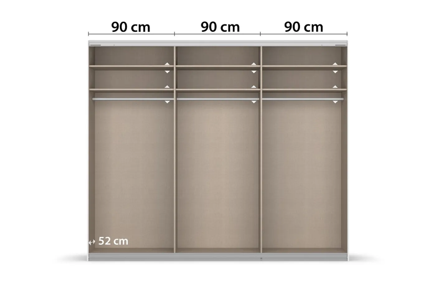 Schwebetürenschrank Kulmbach | 3-türig | mit Spiegel & Zubehör | grau metallic | 271x229