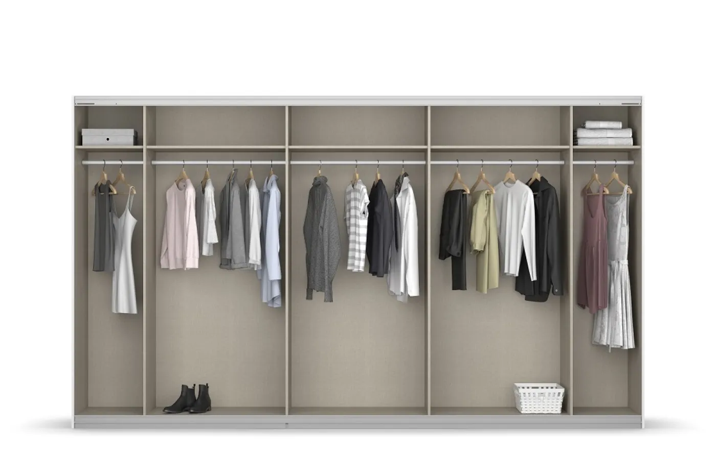 Schwebetürenschrank Kulmbach | 3-türig | mit Spiegel & Zubehör | weiß Hochglanz / alpinweiß | 360x210