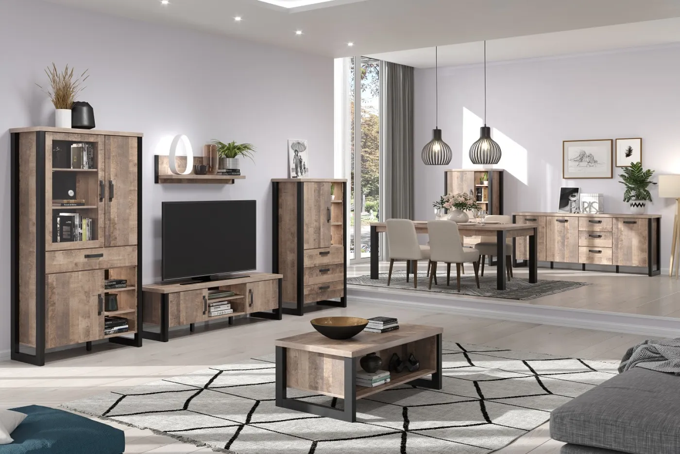 Sideboard Emile | Eiche Tabak / Schwarz