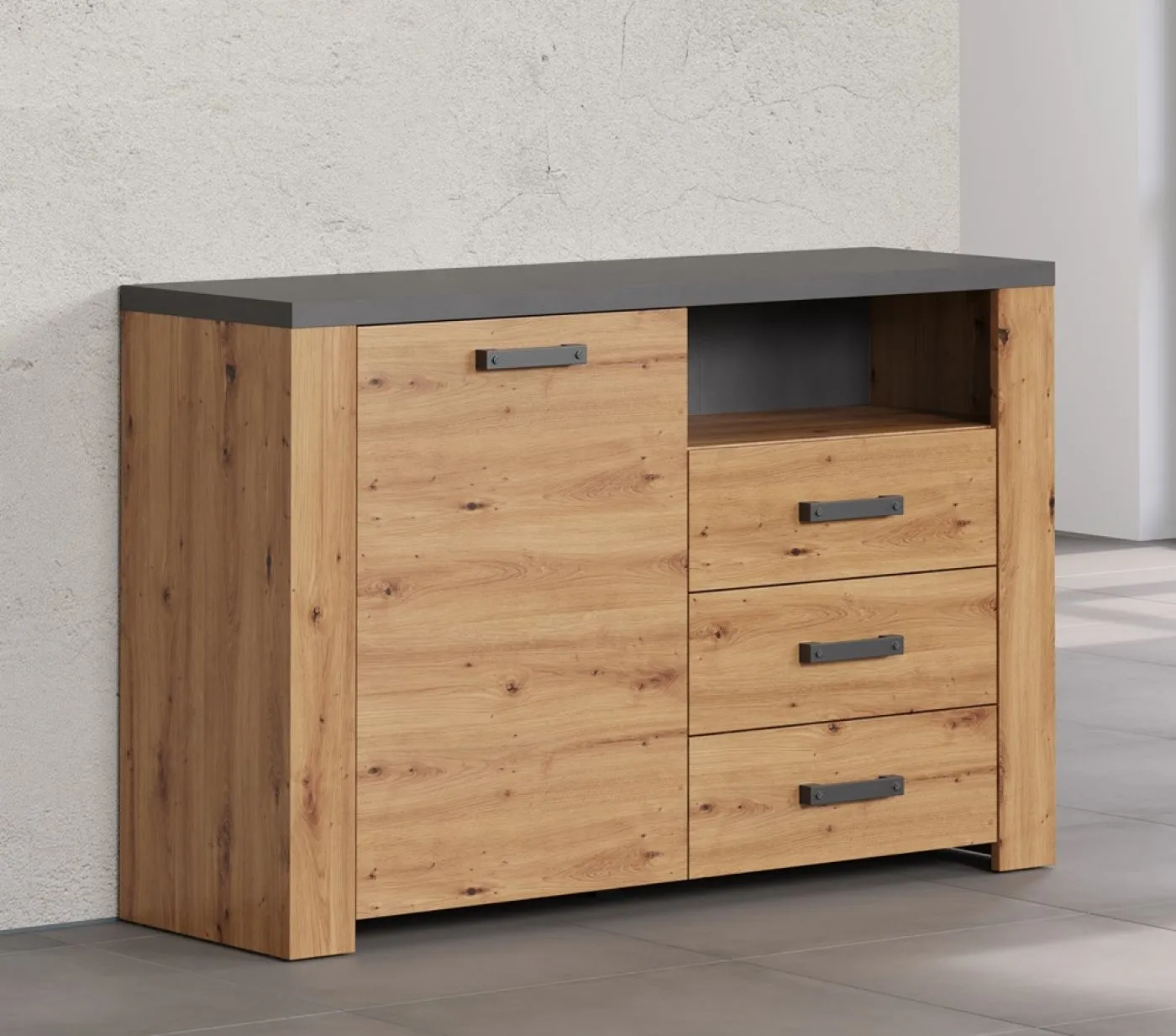 Sideboard Follow mit Schubkästen | Artisan Eiche / Matera grau
