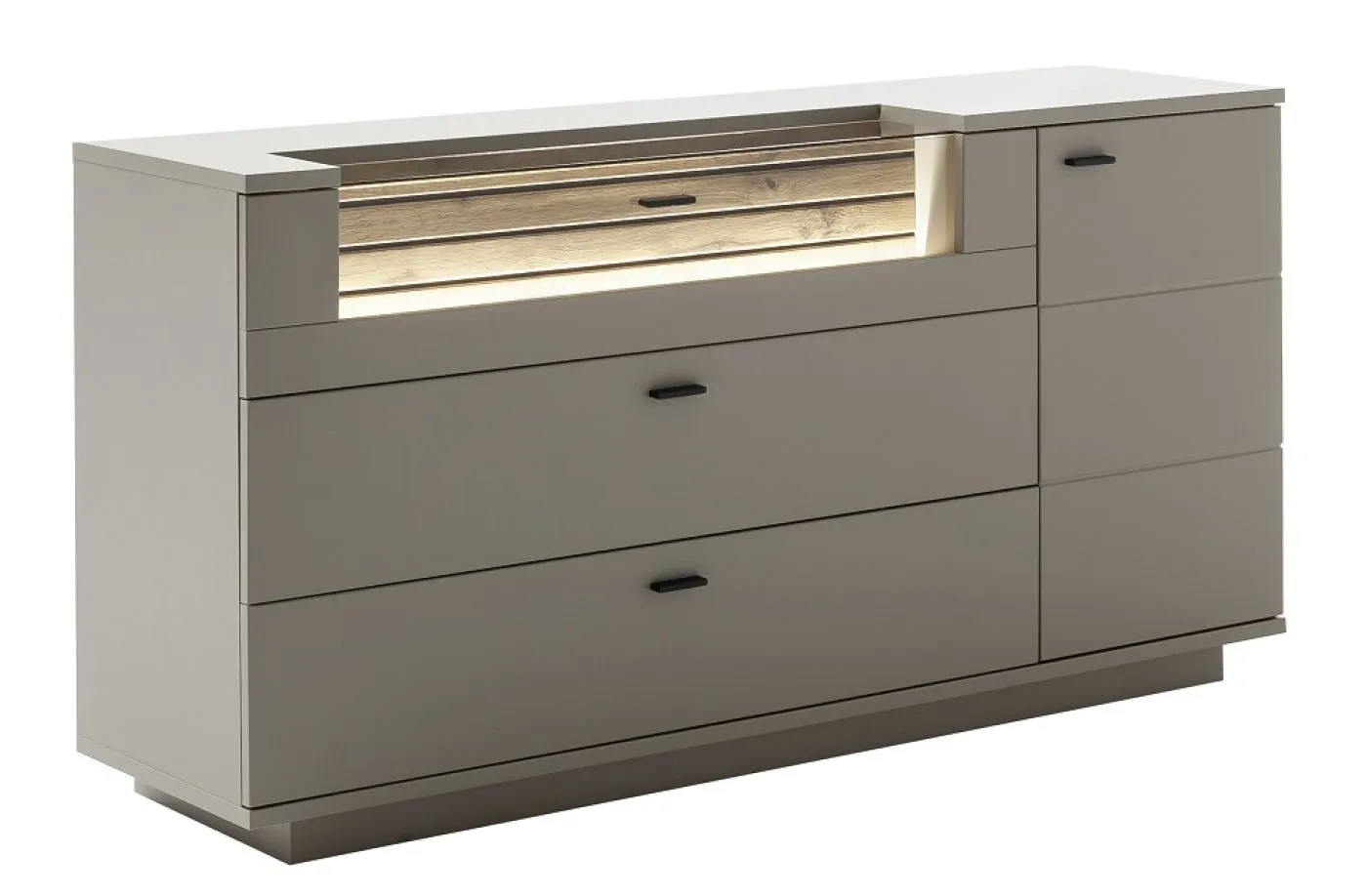Sideboard Lüttich | Basalt / Wotan Eiche | mit Bandbeleuchtung