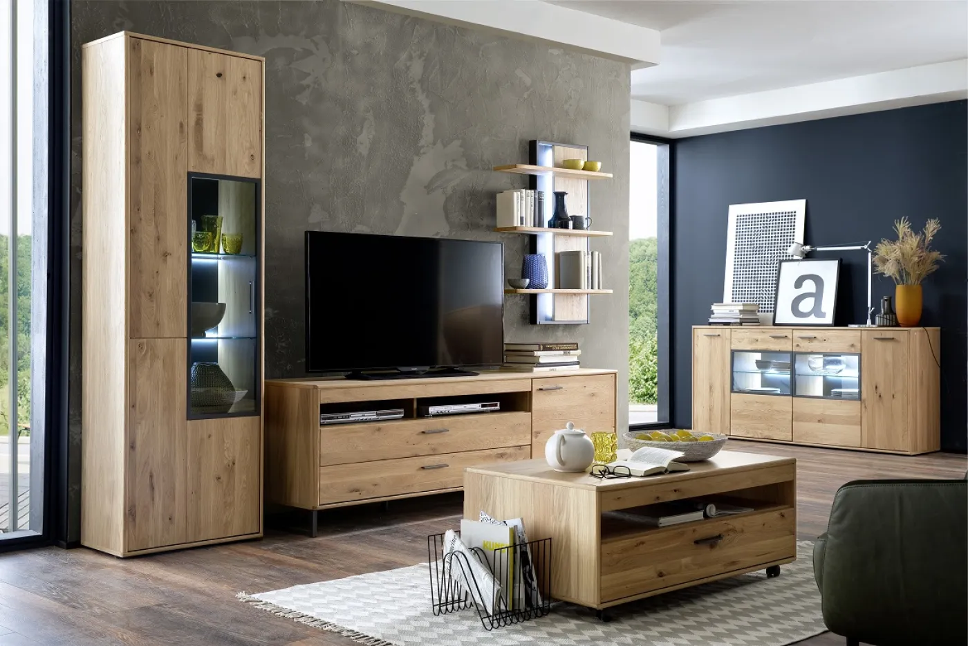 Sideboard Portland | Asteiche Bianco | ohne Beleuchtung