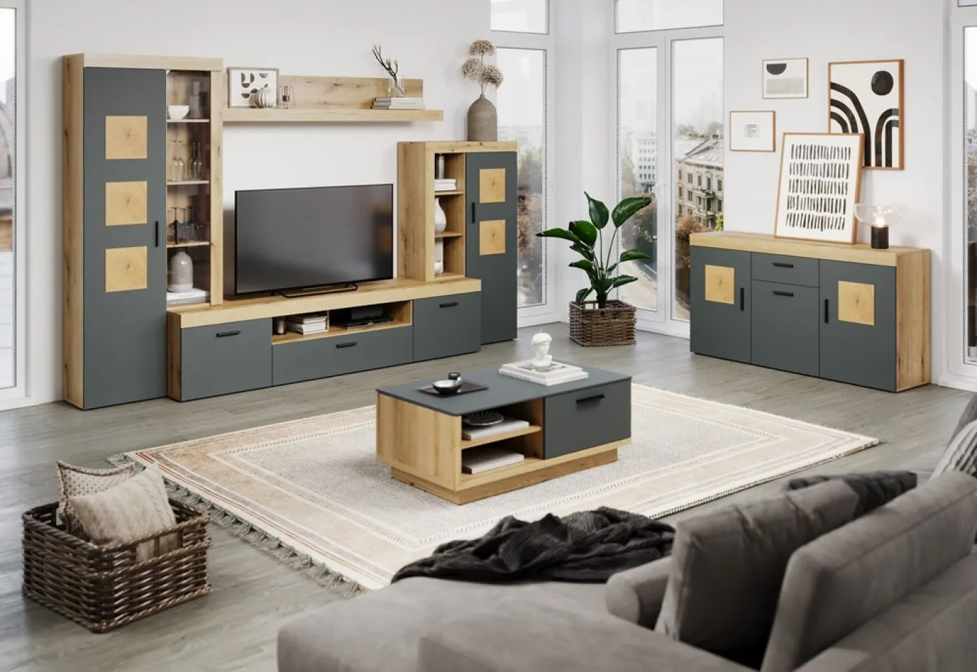 Sideboard Tyler | grau / Coast Evoke Eiche