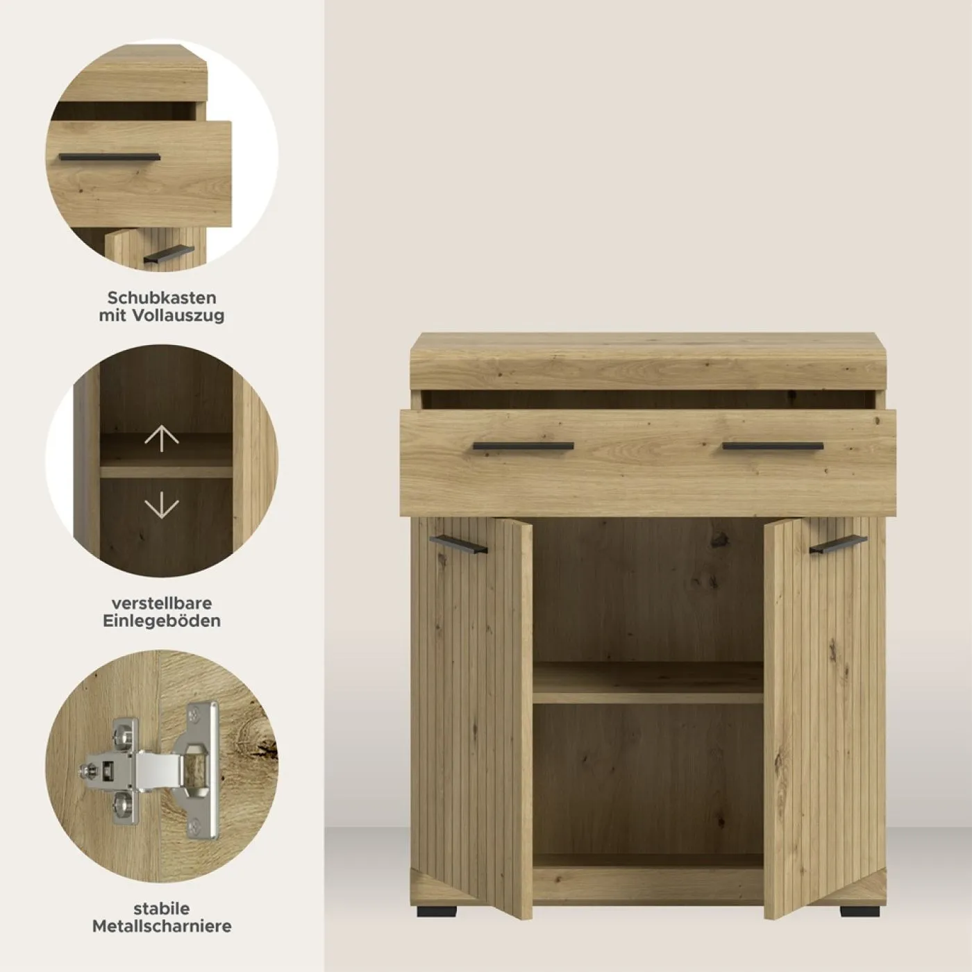 Standschrank breit Scout | mit Schubkasten | Artisan Eiche