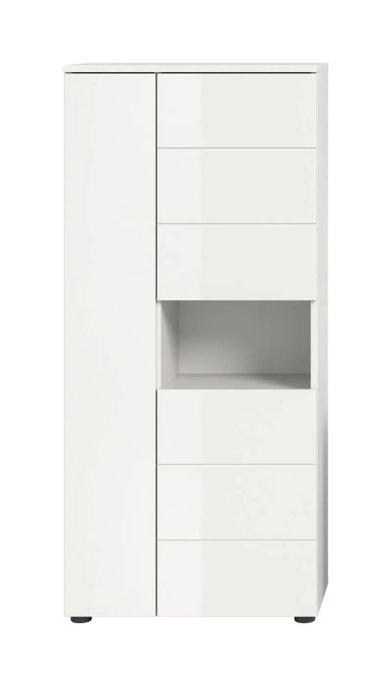 Standschrank breit Vira | weiß / weiß Hochglanz