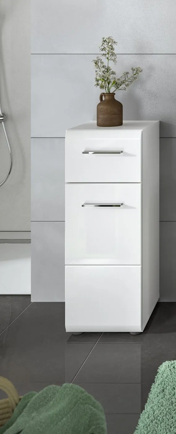 Standschrank klein Ice | weiß / weiß Hochglanz