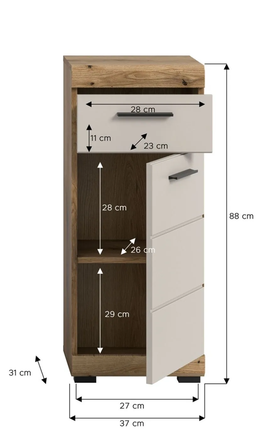 Standschrank Scout | mit Schubkasten | Kaschmir / Evoak Oak