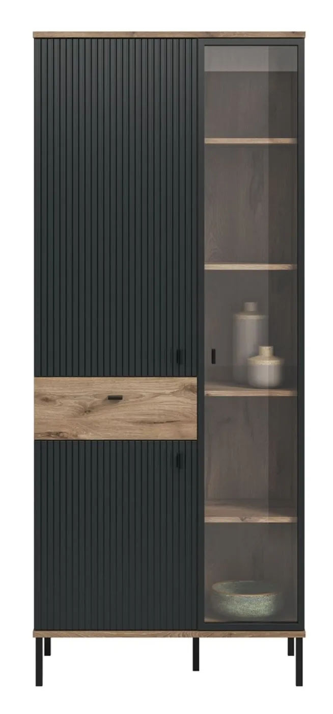 Stauraumvitrine Chess | Nox Oak / schwarz