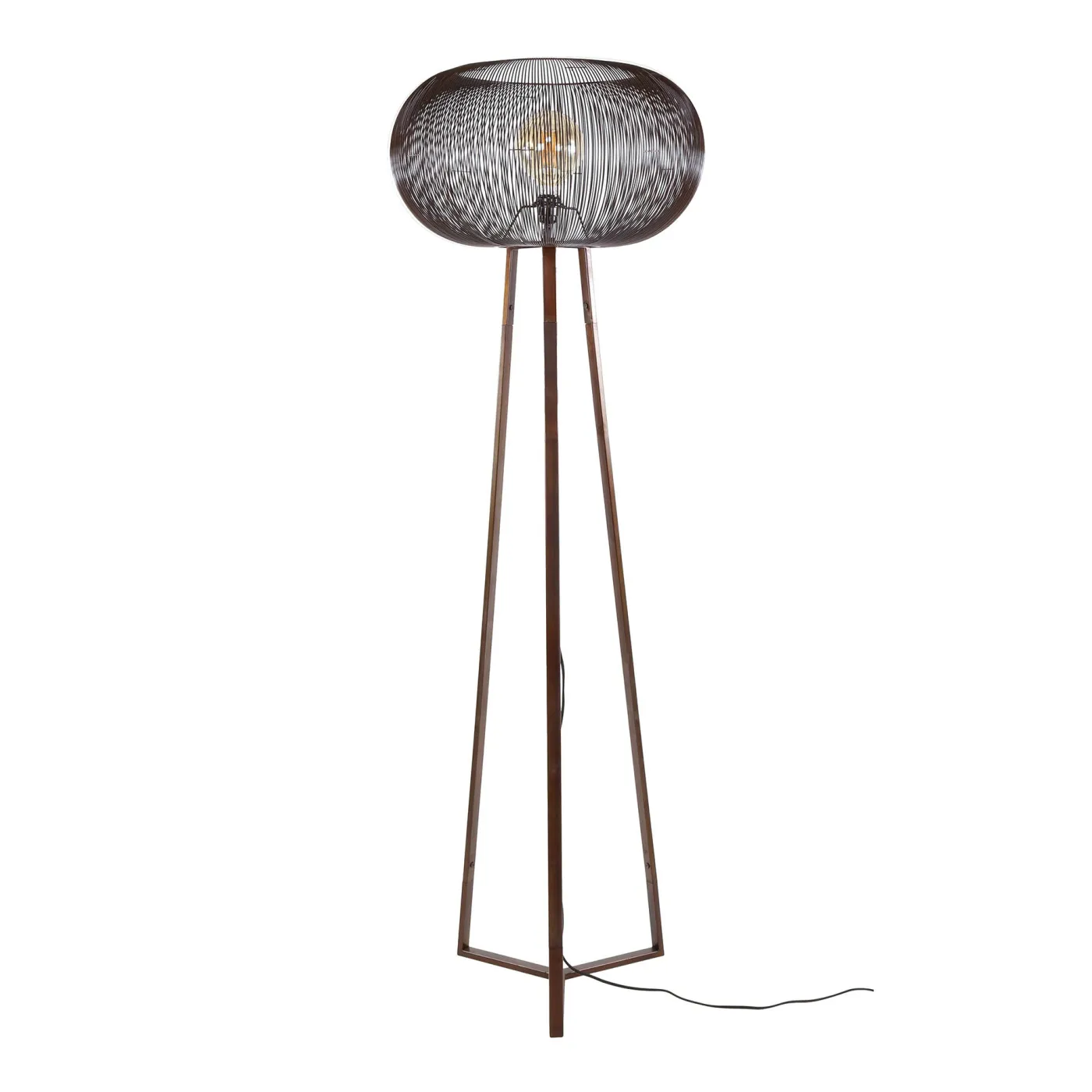 Stehlampe Fandu | Drahtschirm | schwarz Nickel