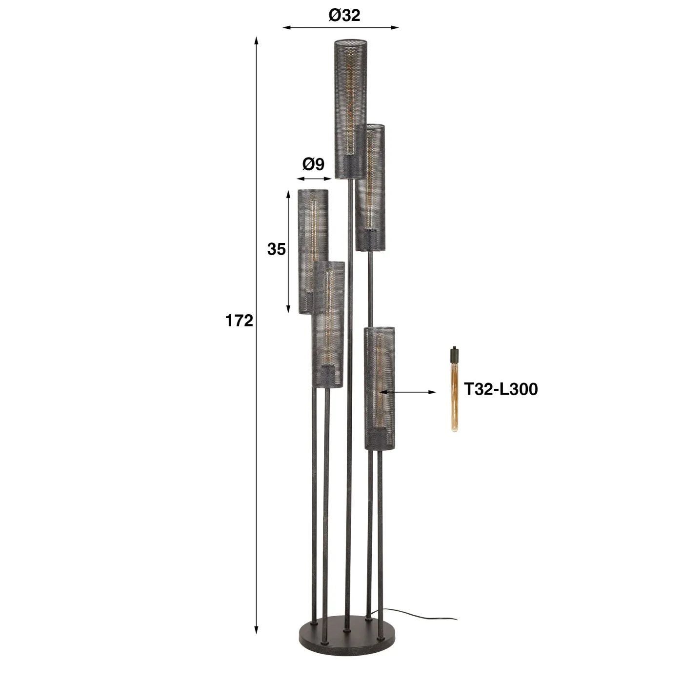 Stehleuchte Baro 5 Lampen | Metall | Artic schwarz