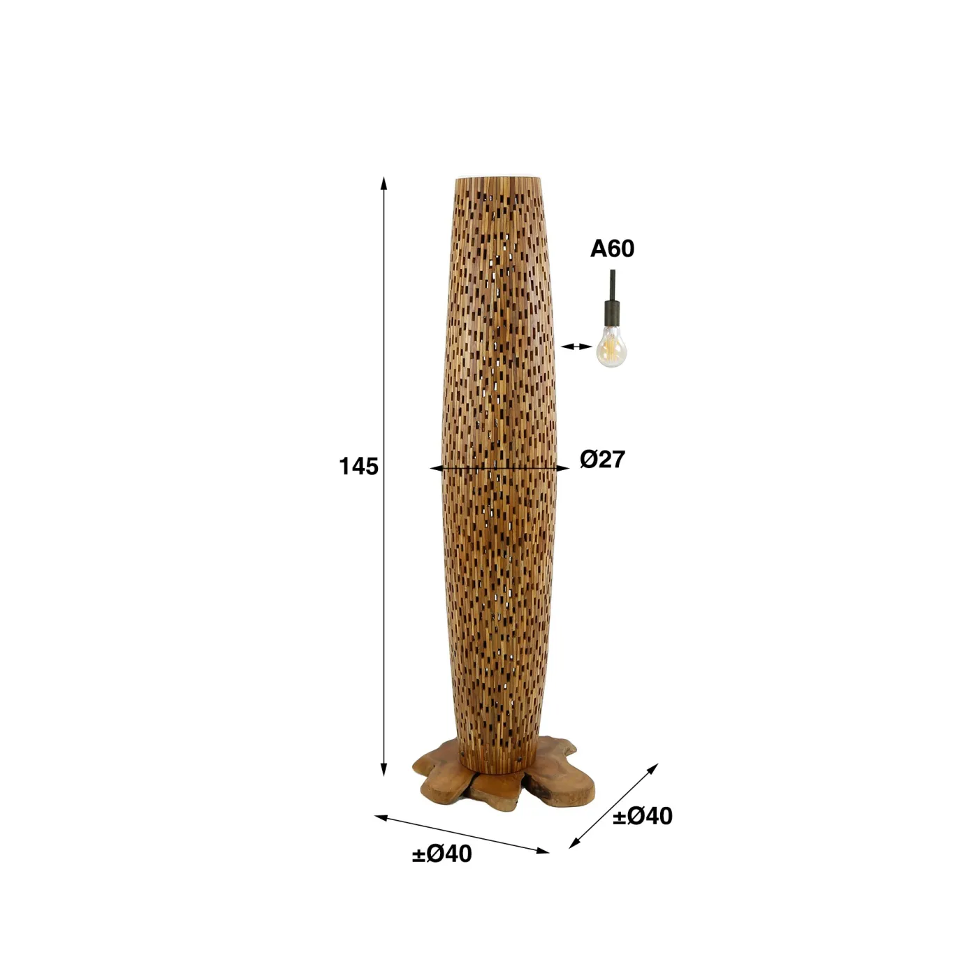 Stehleuchte Peoria | Holzgestell | natur | 40x145