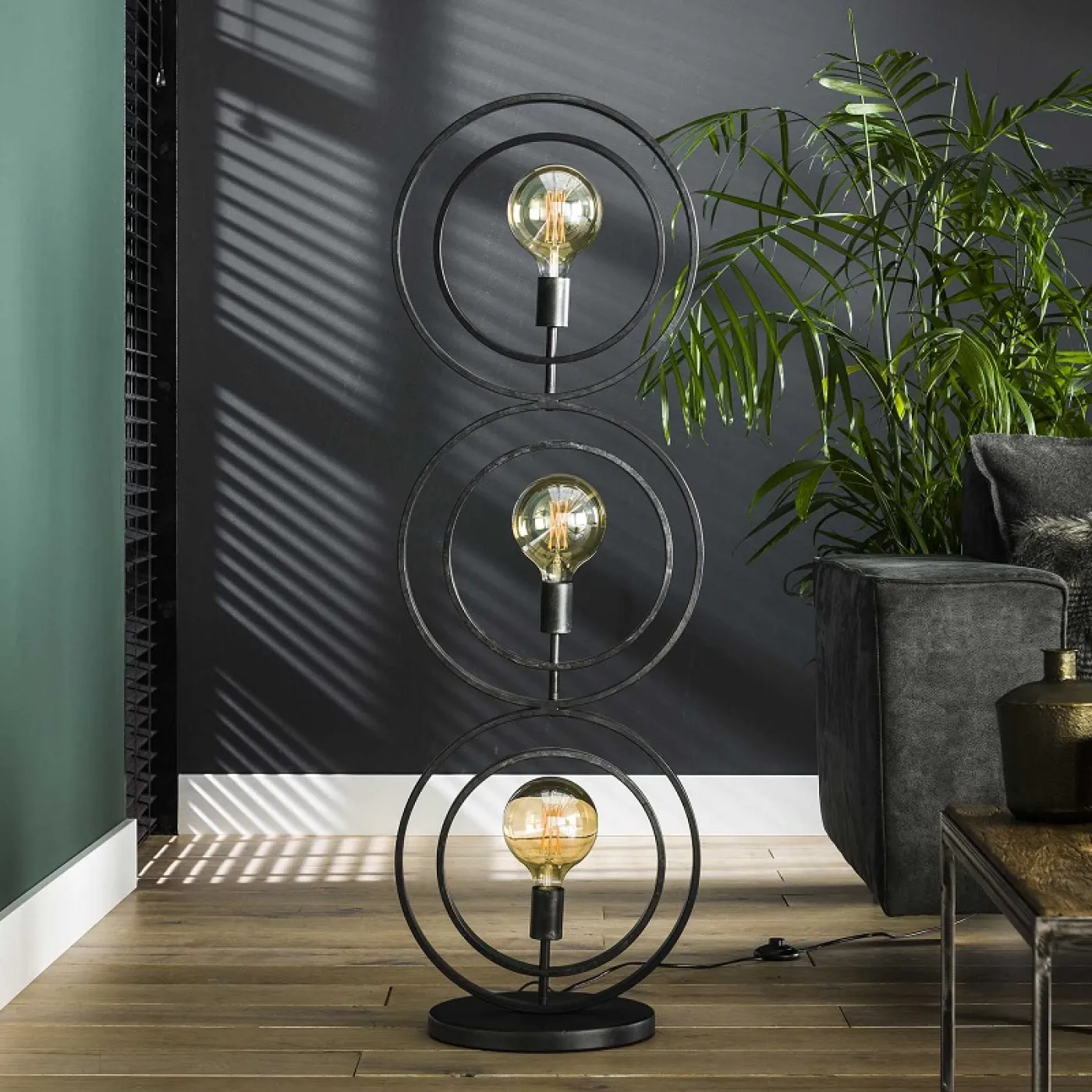 Stehleuchte Vejin 3 Lampen | Metallringe | Charcoal grau