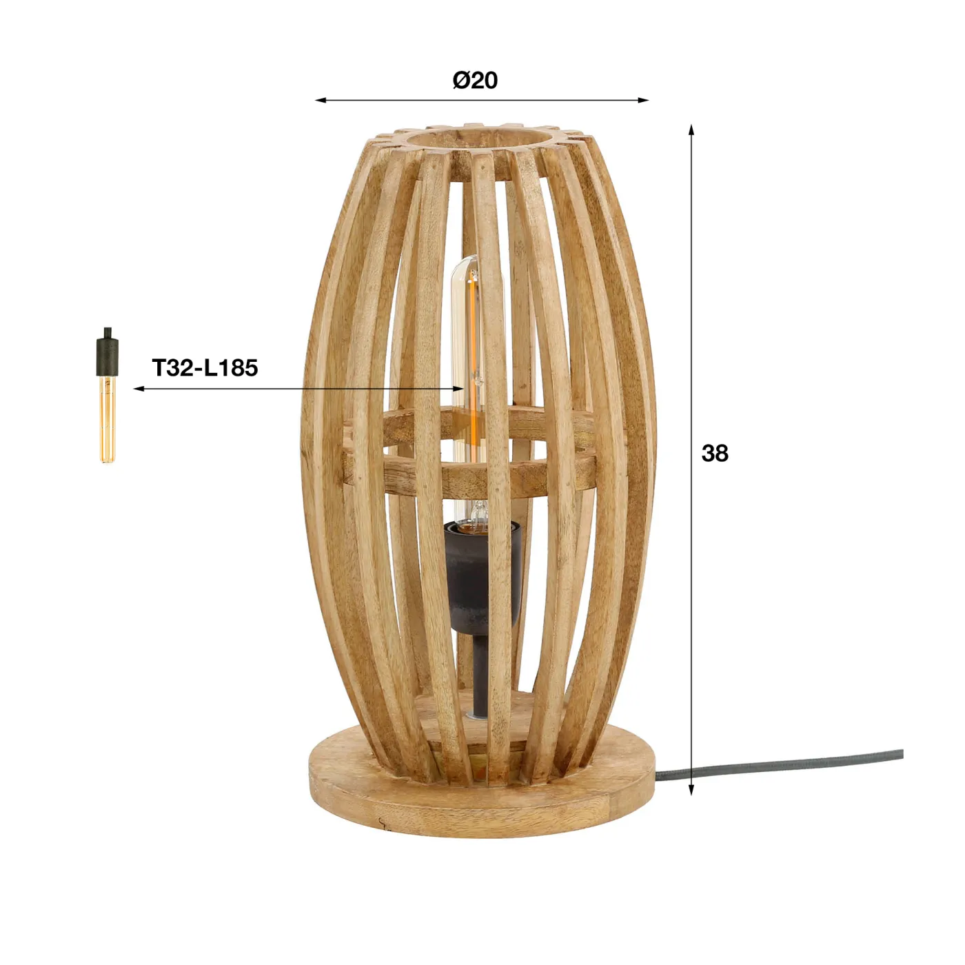 Tischlampe Keiran | Mango massiv | naturel