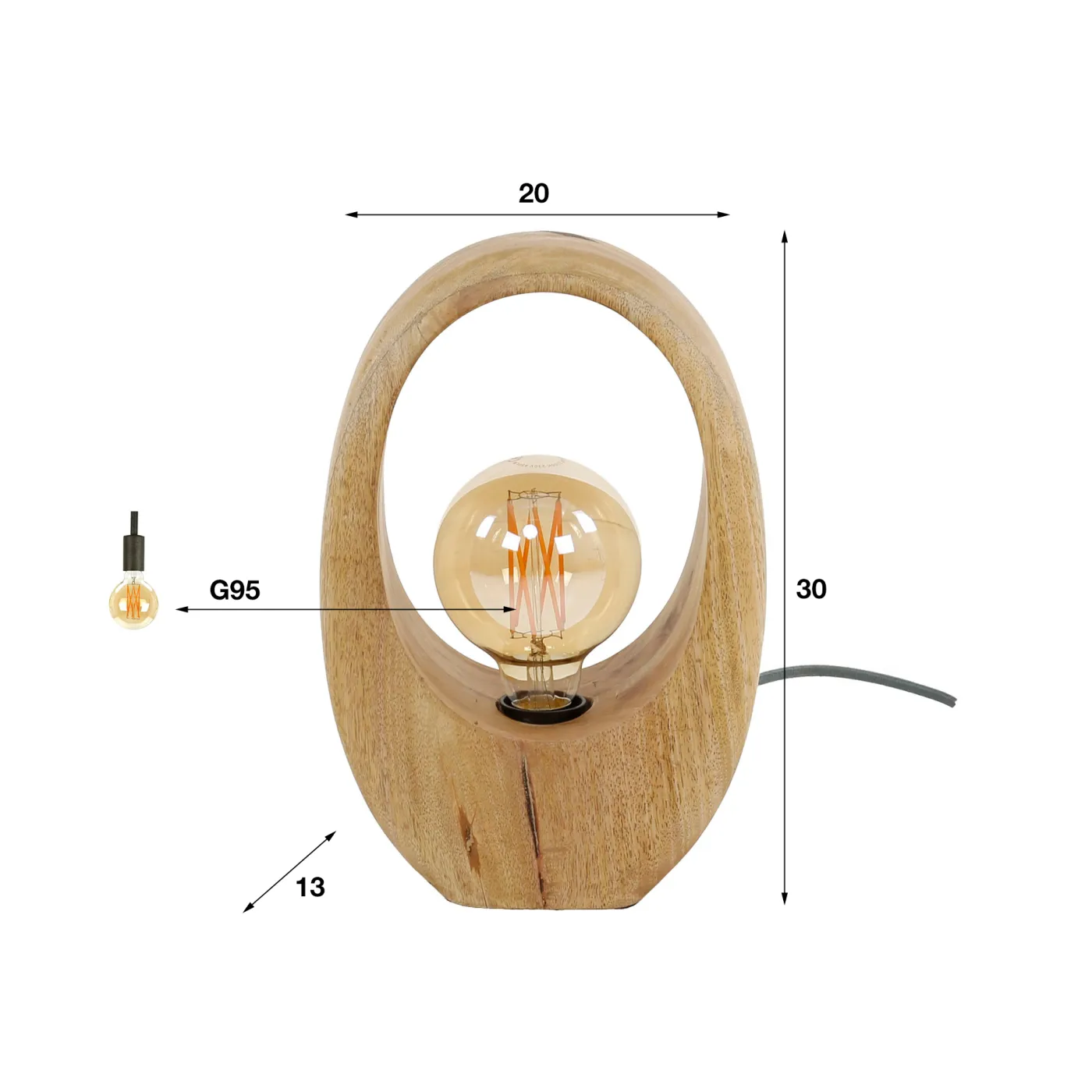 Tischlampe Kuma | Mango massiv | 20 cm | naturel