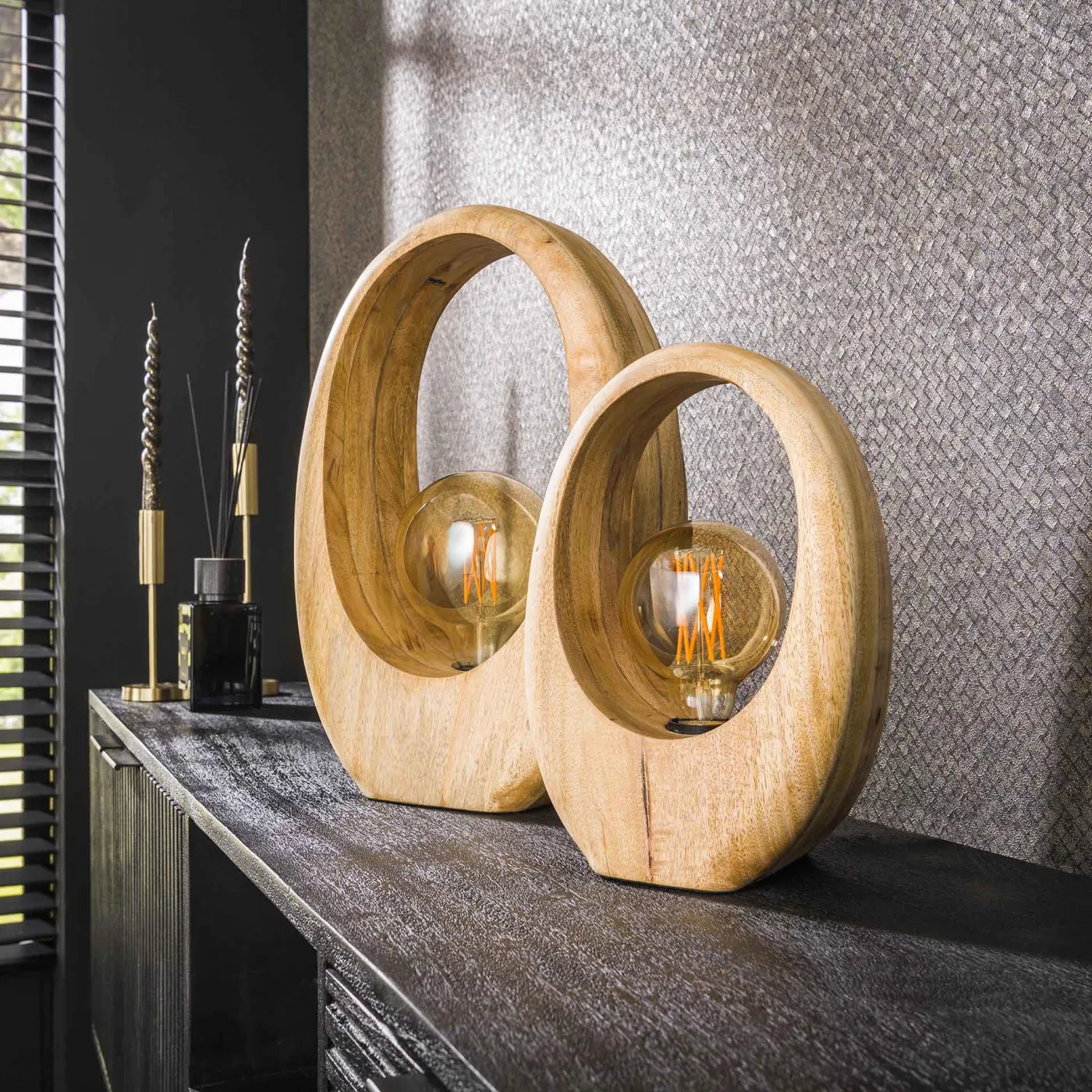 Tischlampe Kuma | Mango massiv | 30 cm | naturel