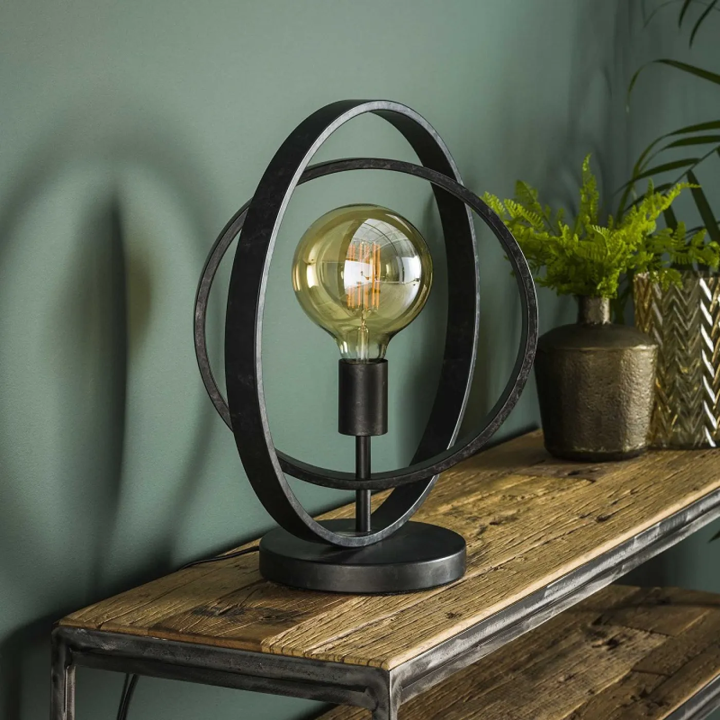 Tischleuchte Vejin | Metallringe | Charcoal grau
