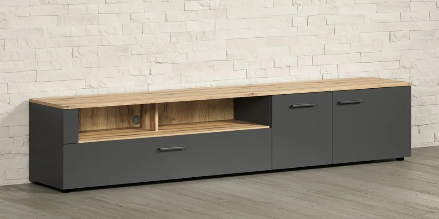 TV-Board Lowboard Esteban | Anthrazit / Coast Evoke Oak