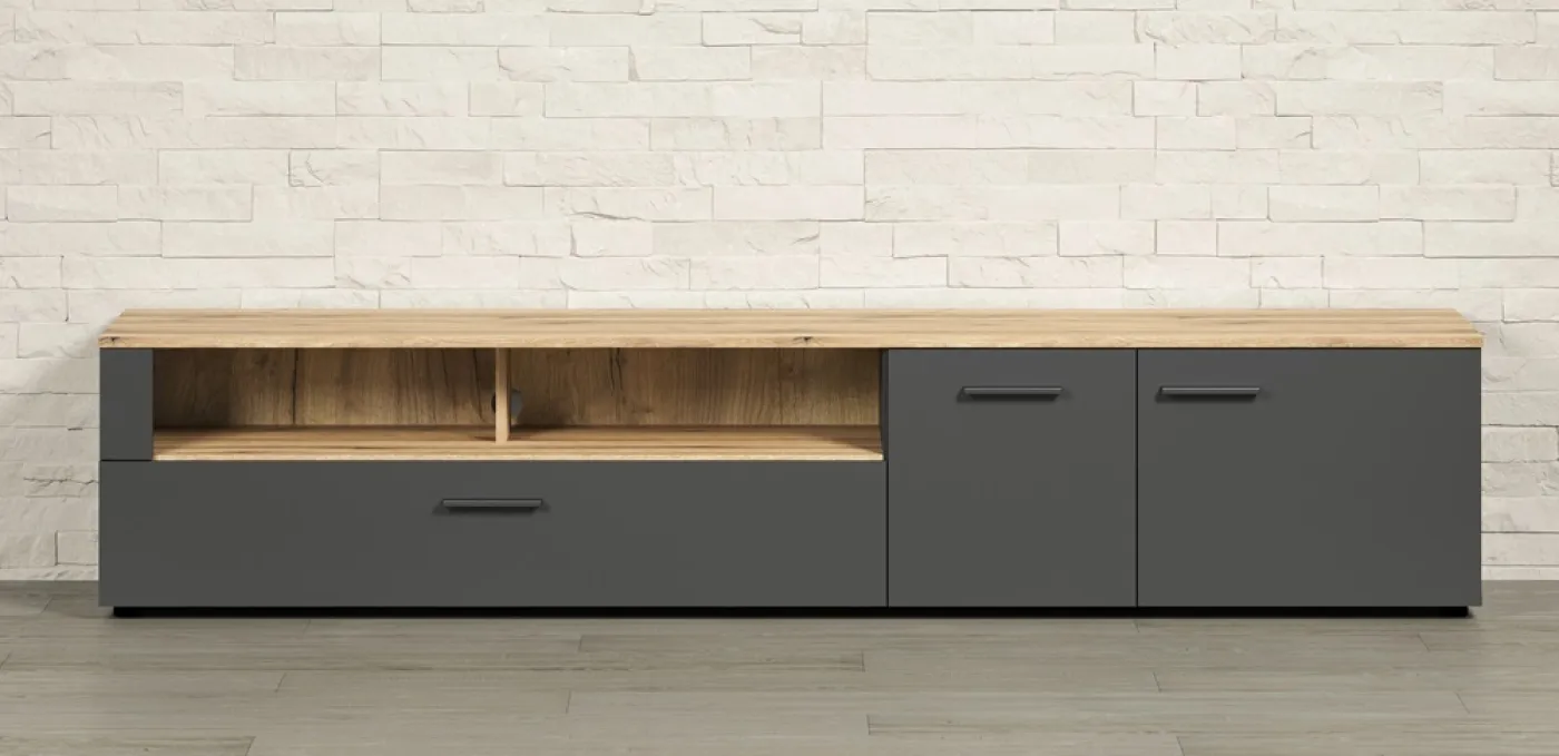 TV-Board Lowboard Esteban | Anthrazit / Coast Evoke Oak