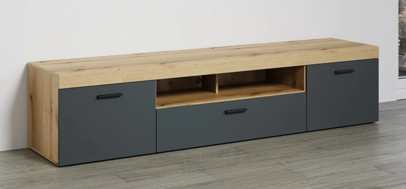 TV-Board Lowboard Tyler | grau / Coast Evoke Eiche