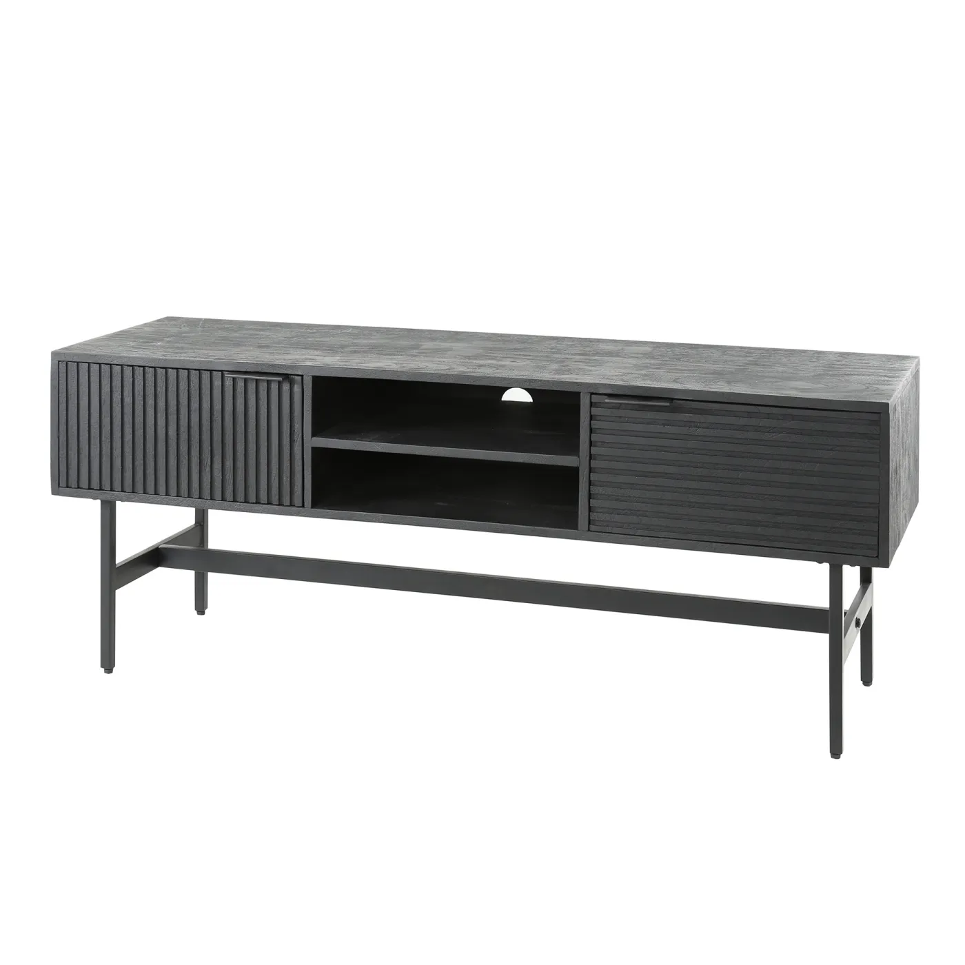 TV-Lowboard Genka | Mangoholz massiv | schwarz