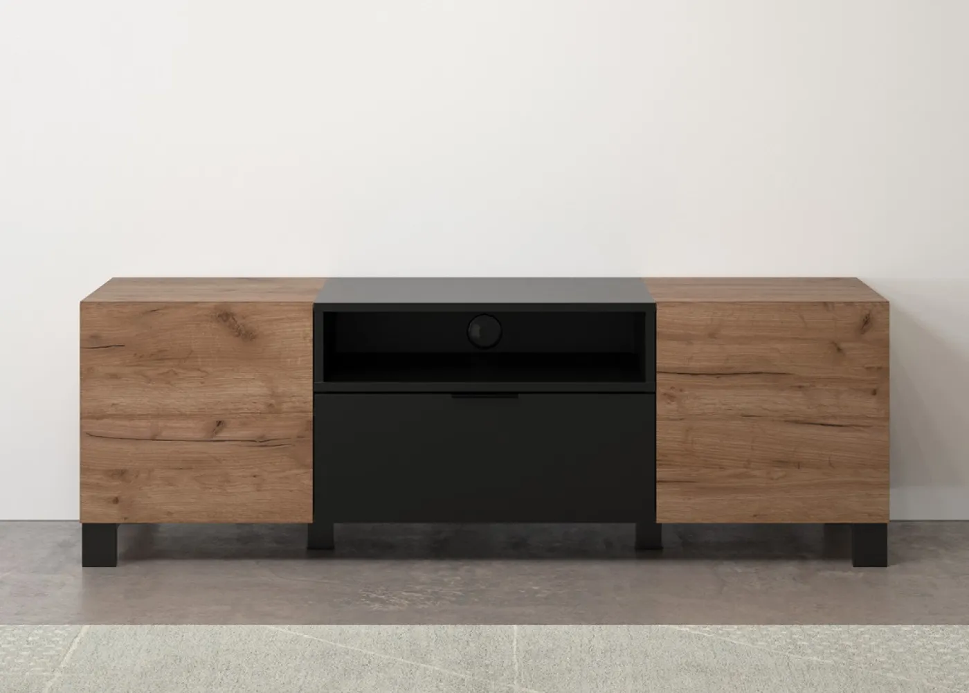 TV-Lowboard Kendo | Eiche Tabak / Schwarz matt