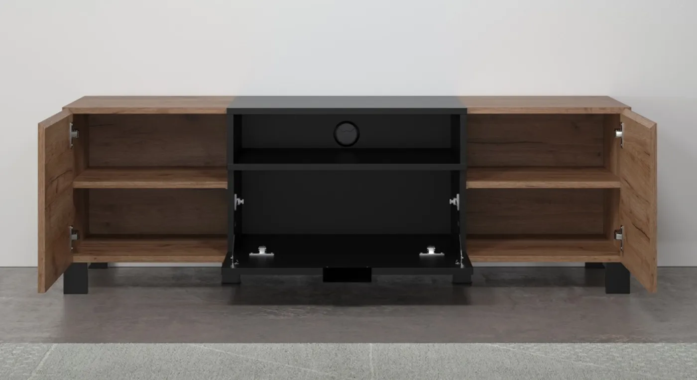 TV-Lowboard Kendo | Eiche Tabak / Schwarz matt