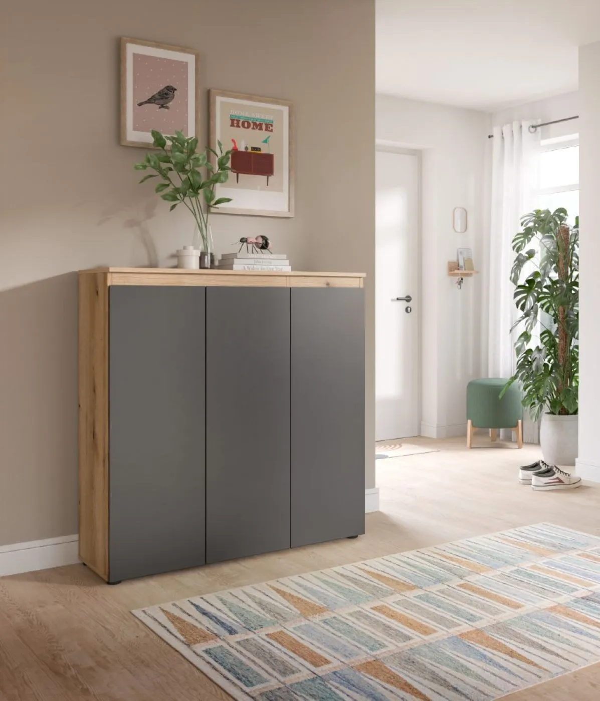 Universalschrank Scarpa | 105 x 110cm | anthrazit / Evoke Eiche