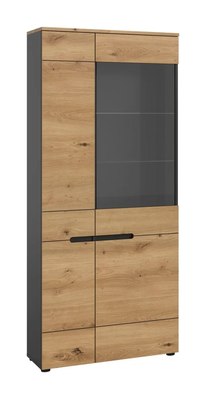 Vitrine Canu | Basalt grau / Artisan Eiche