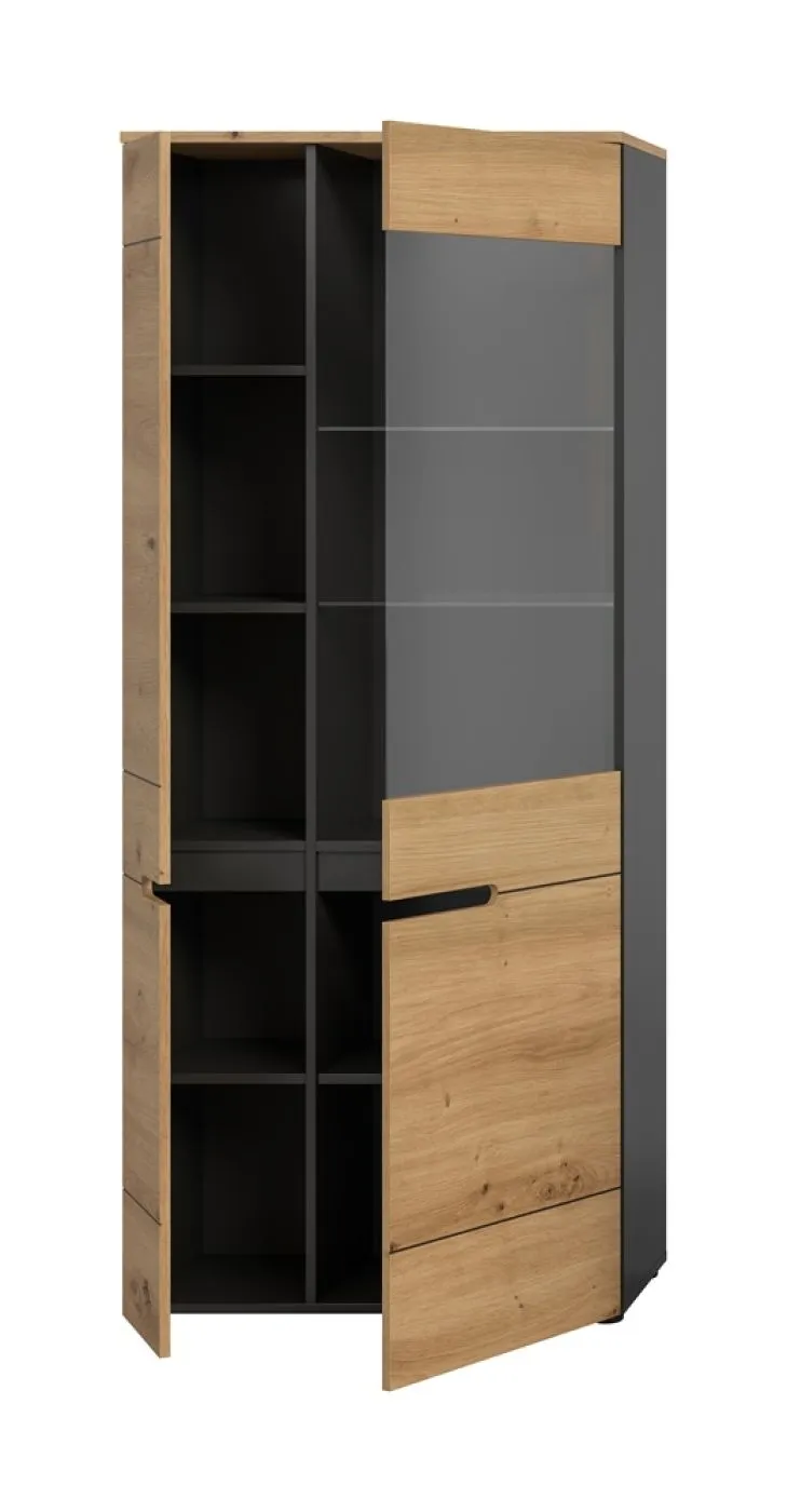 Vitrine Canu | Basalt grau / Artisan Eiche