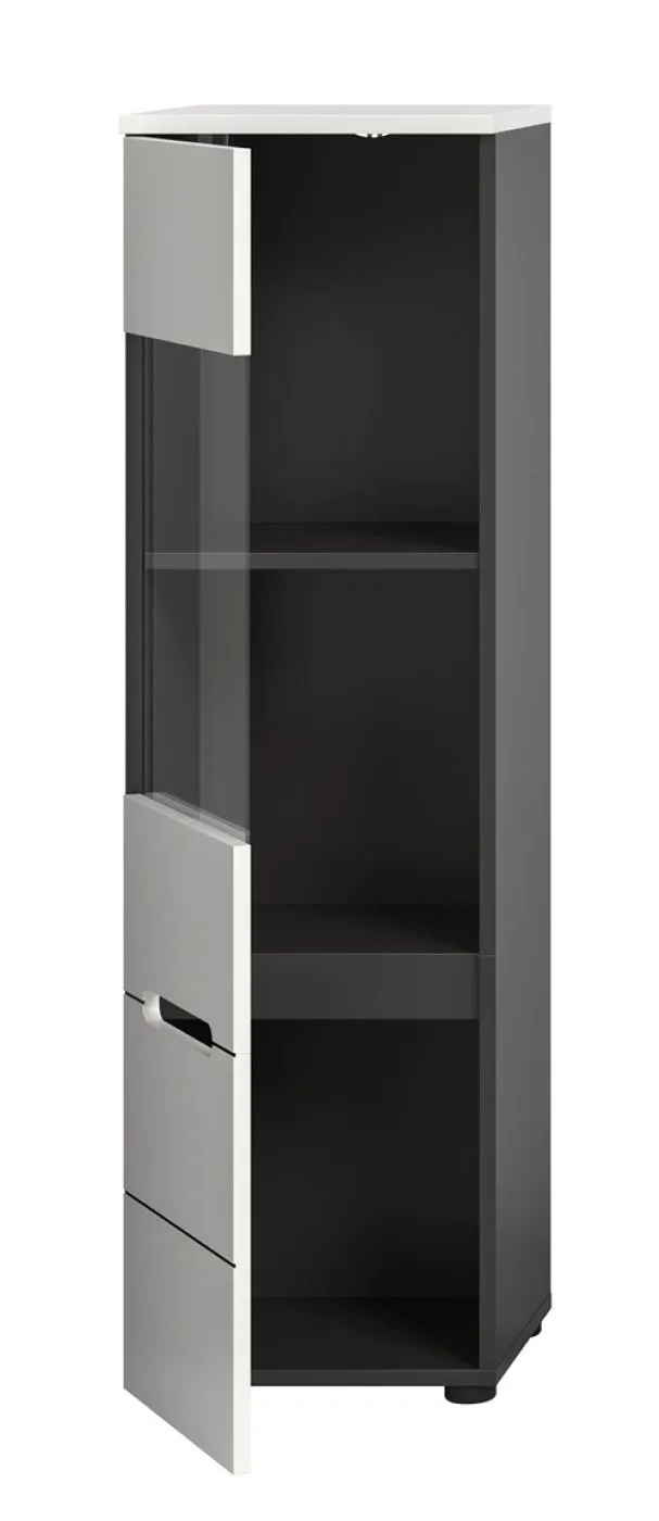 Vitrine Canu | weiß / Basalt Grau