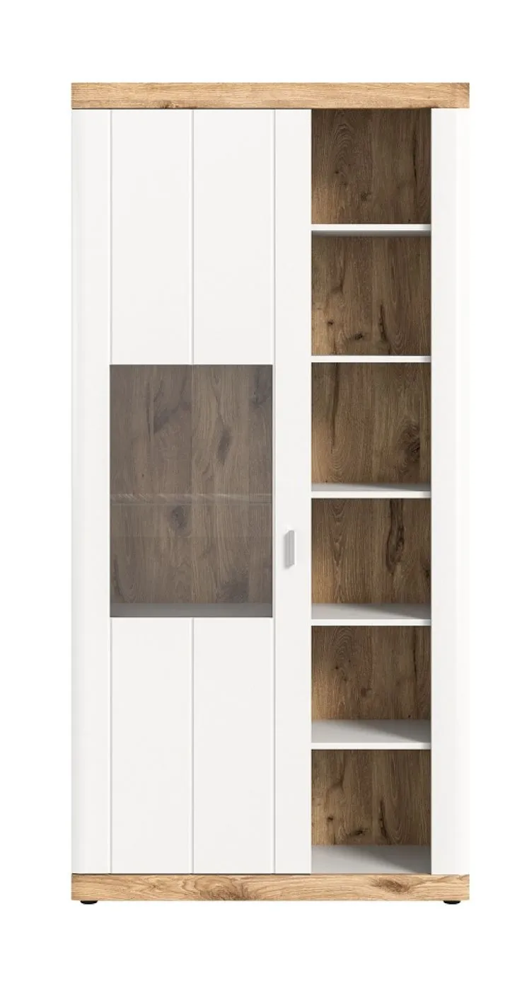 Vitrine Laredo | weiß / Nox Oak | LED Beleuchtung ohne Beleuchtung