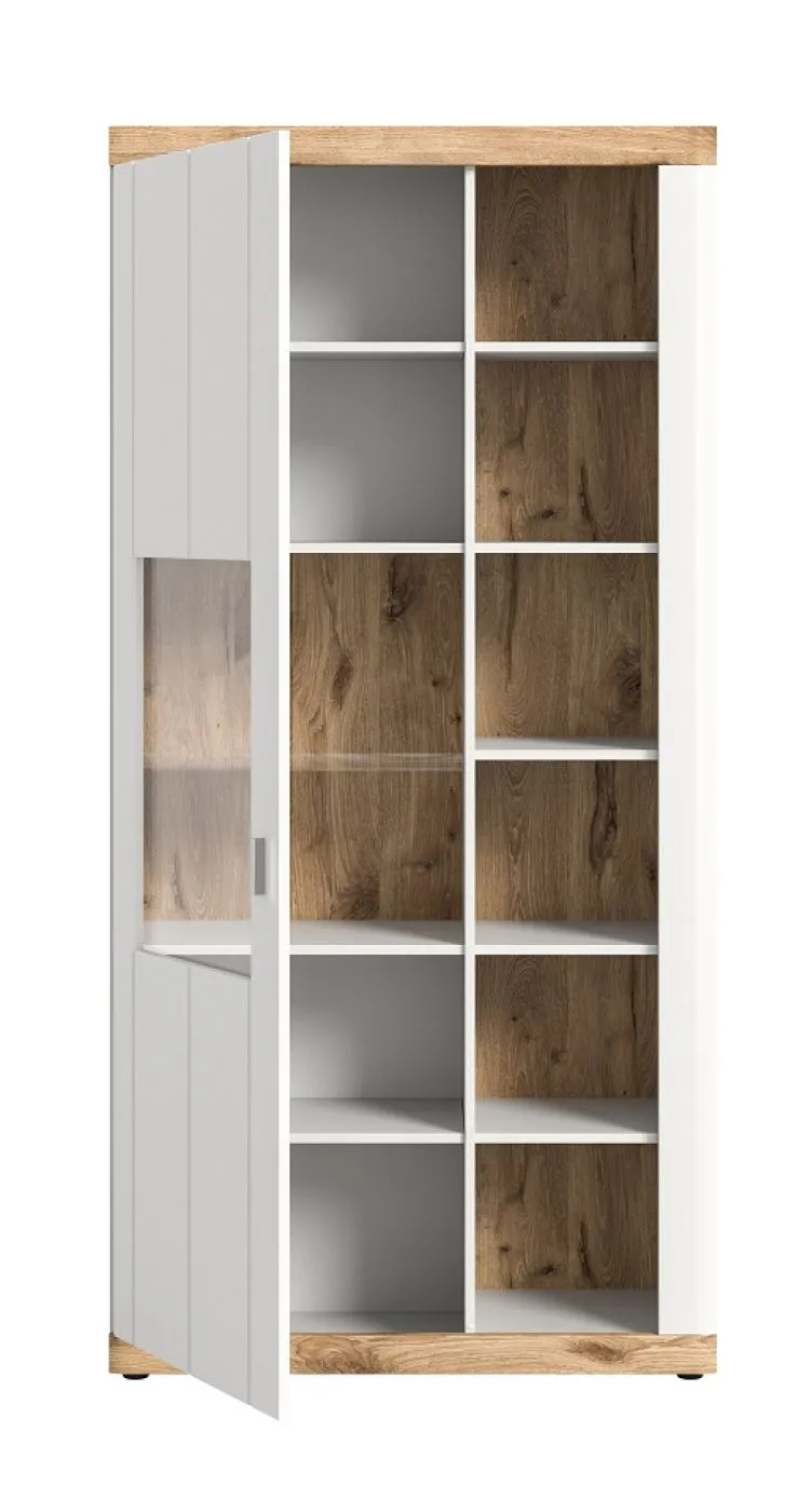 Vitrine Laredo | weiß / Nox Oak | LED Beleuchtung ohne Beleuchtung