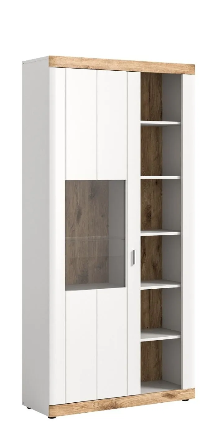 Vitrine Laredo | weiß / Nox Oak | LED Beleuchtung ohne Beleuchtung