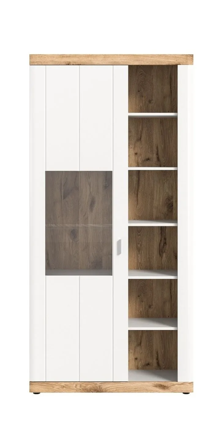 Vitrine Laredo | weiß / Nox Oak | LED Beleuchtung ohne Beleuchtung