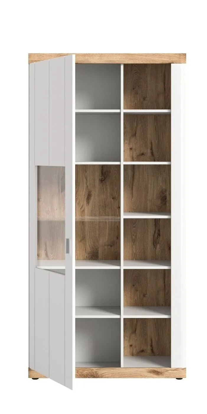 Vitrine Laredo | weiß / Nox Oak | LED Beleuchtung ohne Beleuchtung