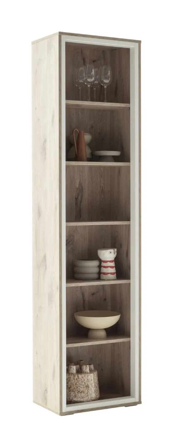 Vitrine Santerno | Soft white / Viking Oak | ohne Beleuchtung