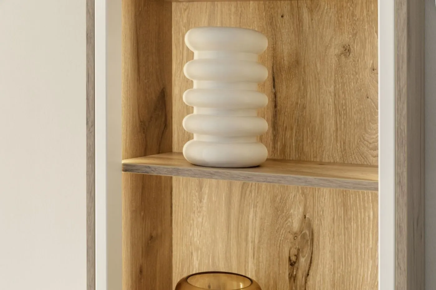Vitrine Santerno | Soft white / Viking Oak | ohne Beleuchtung