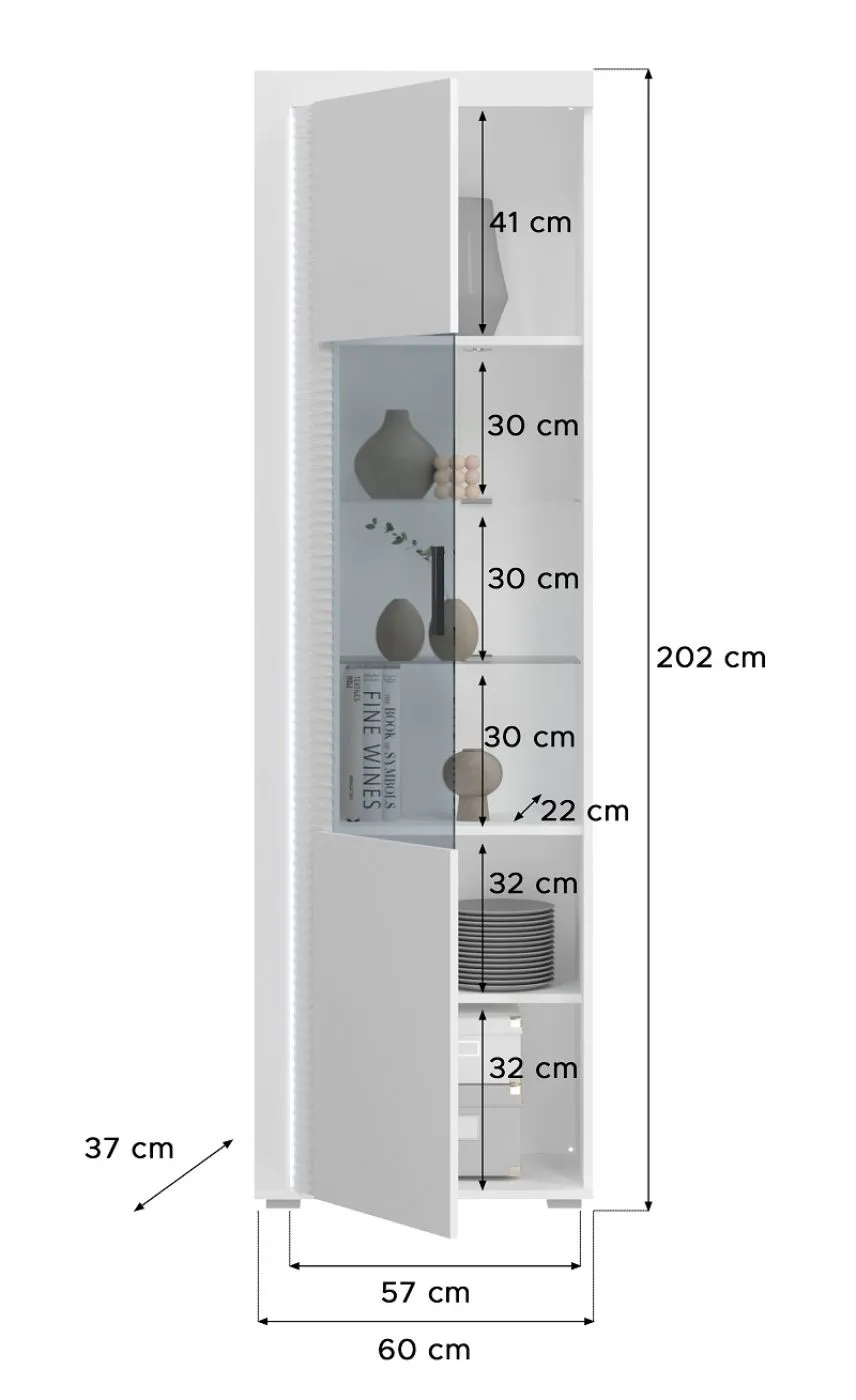 Vitrine Skylight | weiß Hochglanz | inkl. Frontbeleuchtung ohne Glasbodenclip
