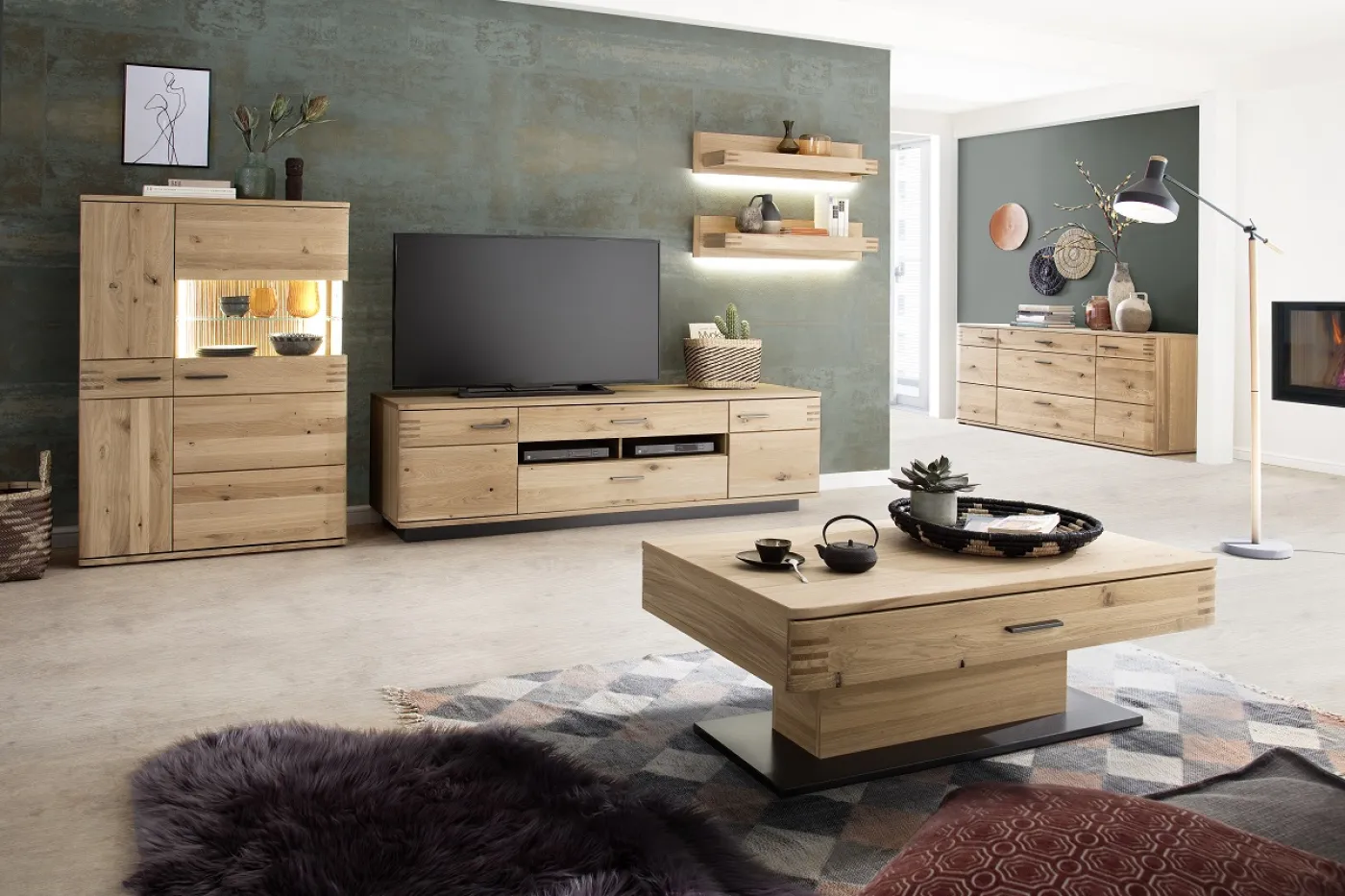 Wandboard Set Salvador | Eiche Bianco | 2-teilig ohne Beleuchtung