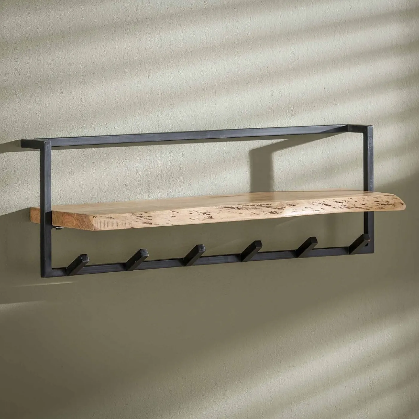 Wandgarderobe Garderobenpaneel Shani 6 Haken | Akazie massiv | natur