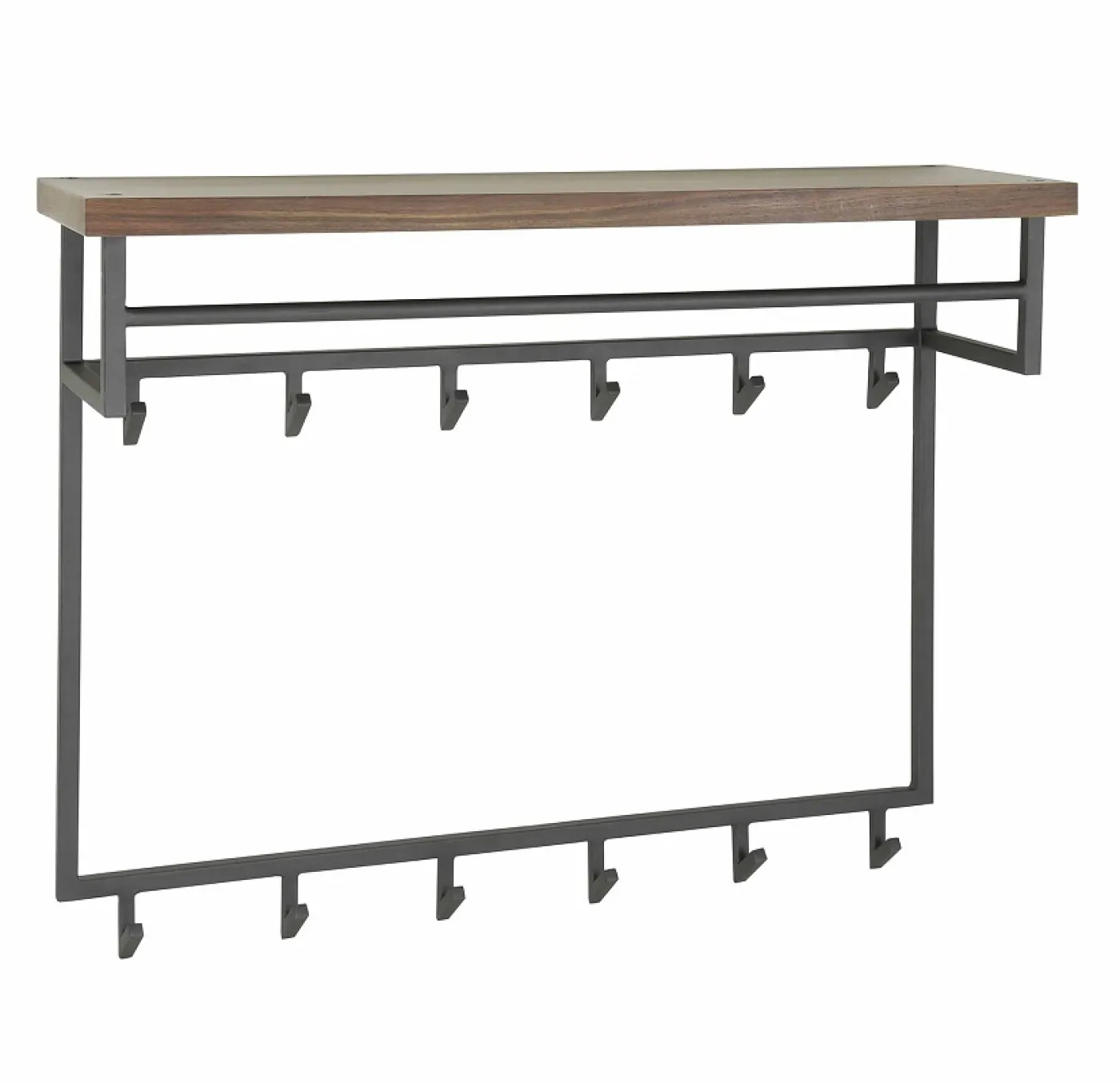 Wandgarderobe Garderobenpaneel Tian mit Hutablage & 12 Haken | Nussbaum massiv