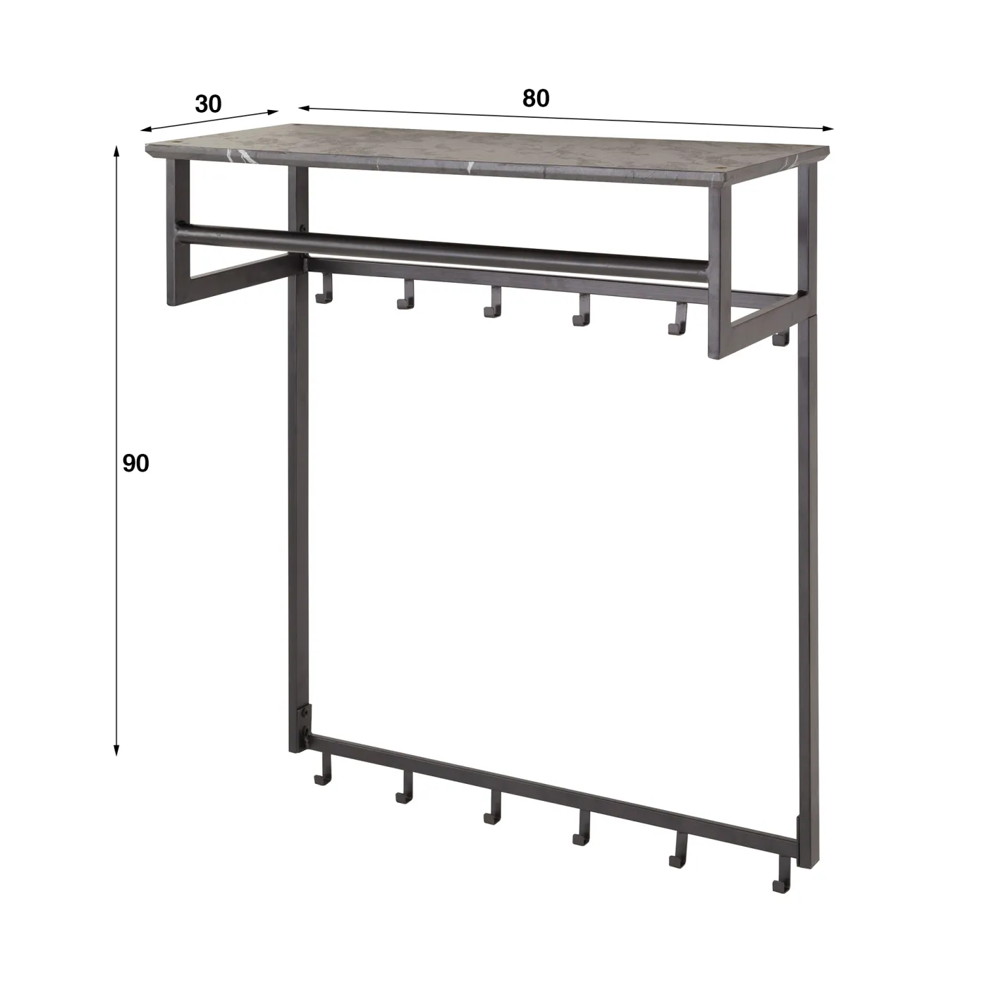 Wandgarderobe Hanga | Melamin | schwarz braun | 6/12 Haken