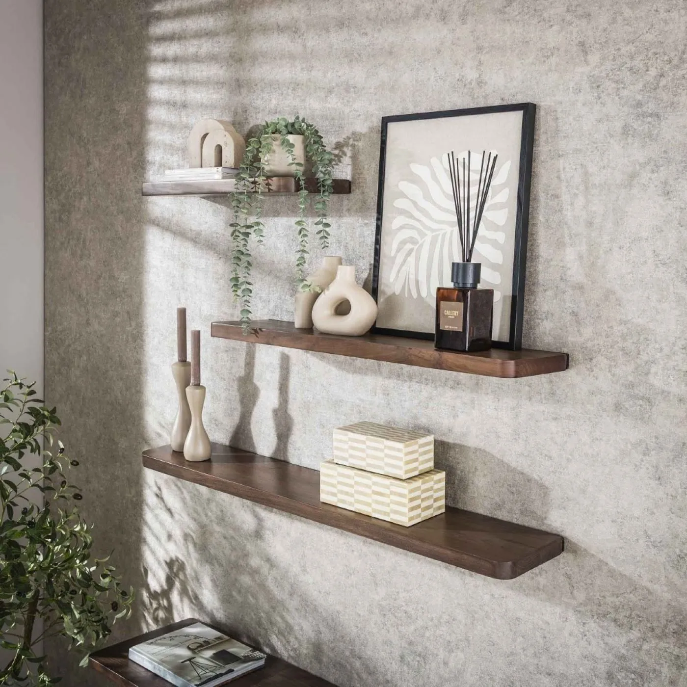 Wandregal Galia | 60cm | Akazie massiv | braun